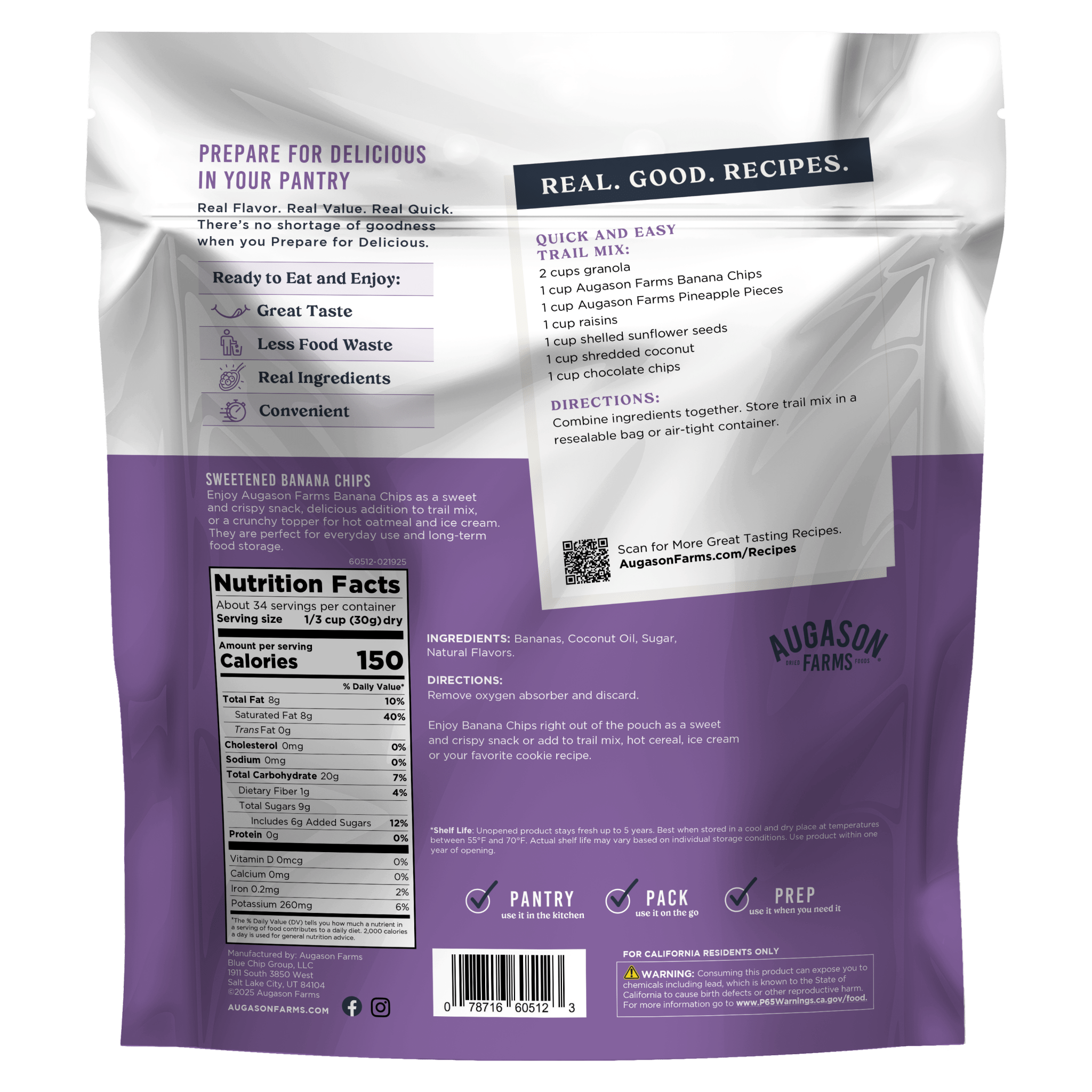 Banana Chips Family Size Pouch, 34 Servings (SC)