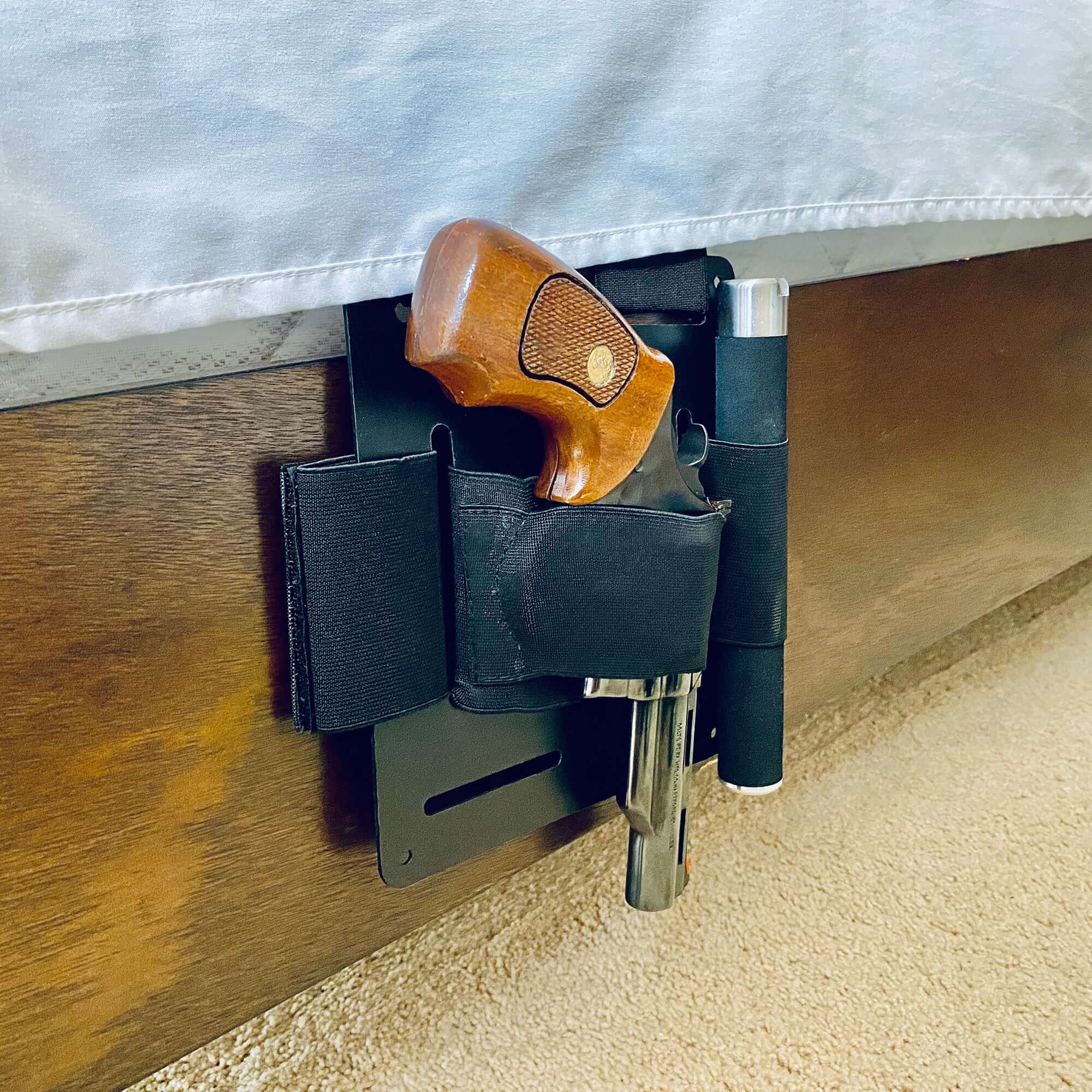 3 in 1 Bedside Holster, Mattress Holster, Bed Holster (USA Flag Sticker) (SC)