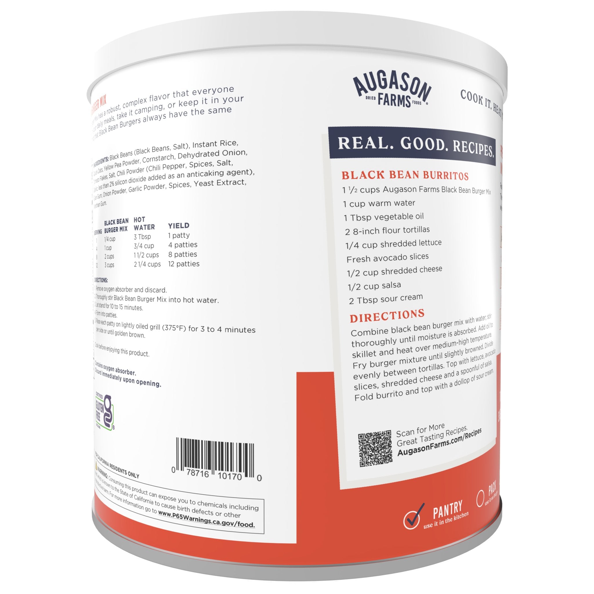 Gluten Free Black Bean Burger Mix Can, 38 Servings (SC)
