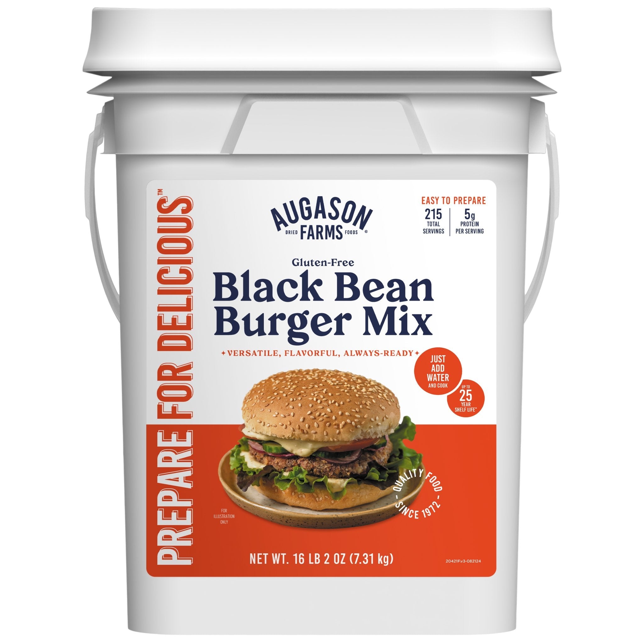 Gluten Free Black Bean Burger Mix 4 Gallon Pail, 215 Servings (SC)