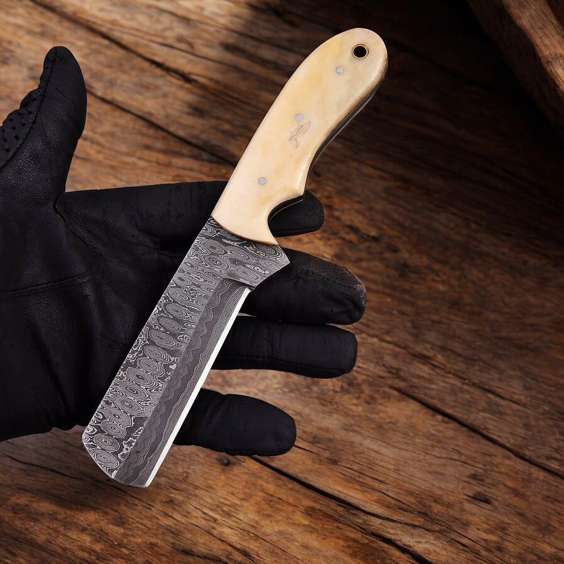 Castrator Bull Cutter Knife – 8" Handmade Damascus Steel (SC)