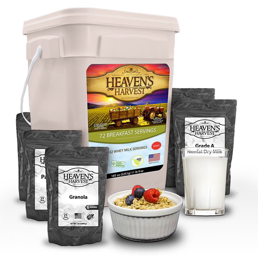 Breakfast Bucket - 1 Person 1 Month - 104 Servings - Emergency Survival Food Kit