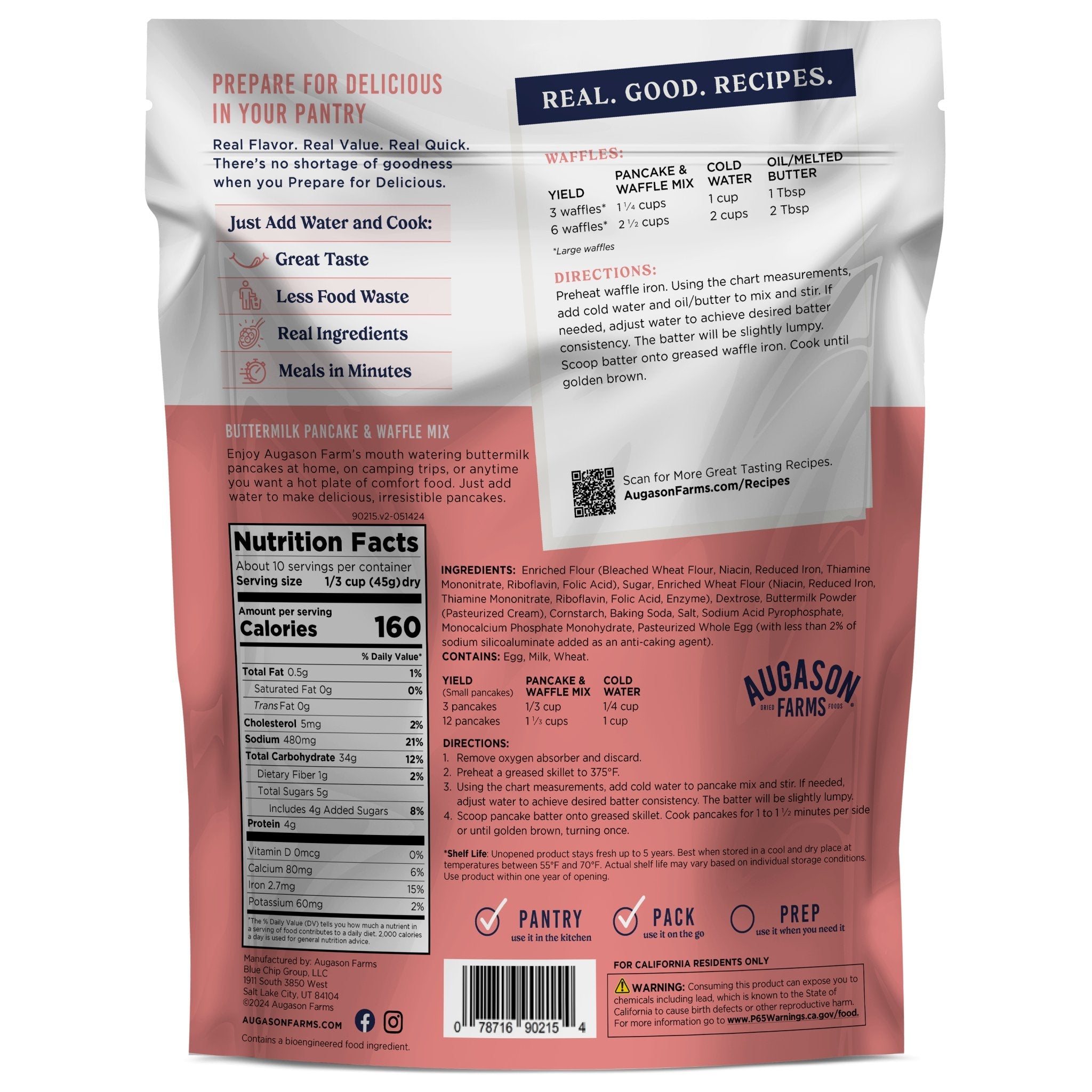 Buttermilk Pancake & Waffle Mix Pouch, 10 Servings (SC)