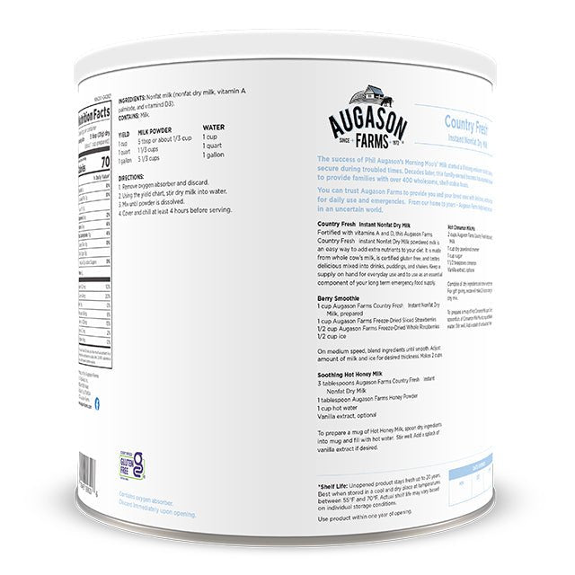 Country Fresh Instant Nonfat Dry Milk Can, 39 Servings (SC)