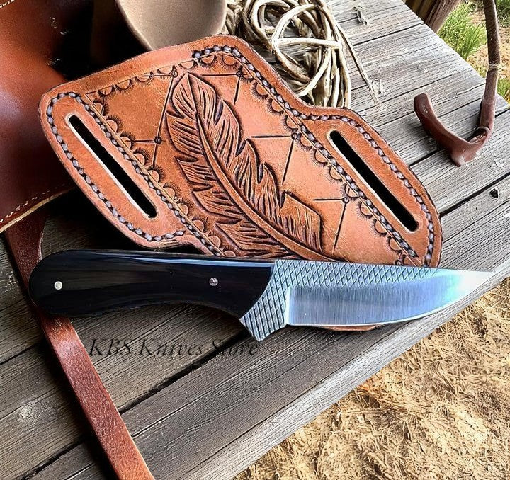 Handmade Cowboy Belt Knife – Western Style Outdoor Blade with Leather Sheath