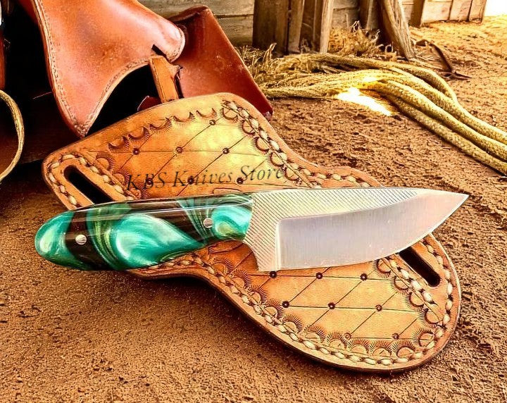 Ranch Cowboy Knife - Handmade D2 Steel Blade & Epoxy Handle (SC)