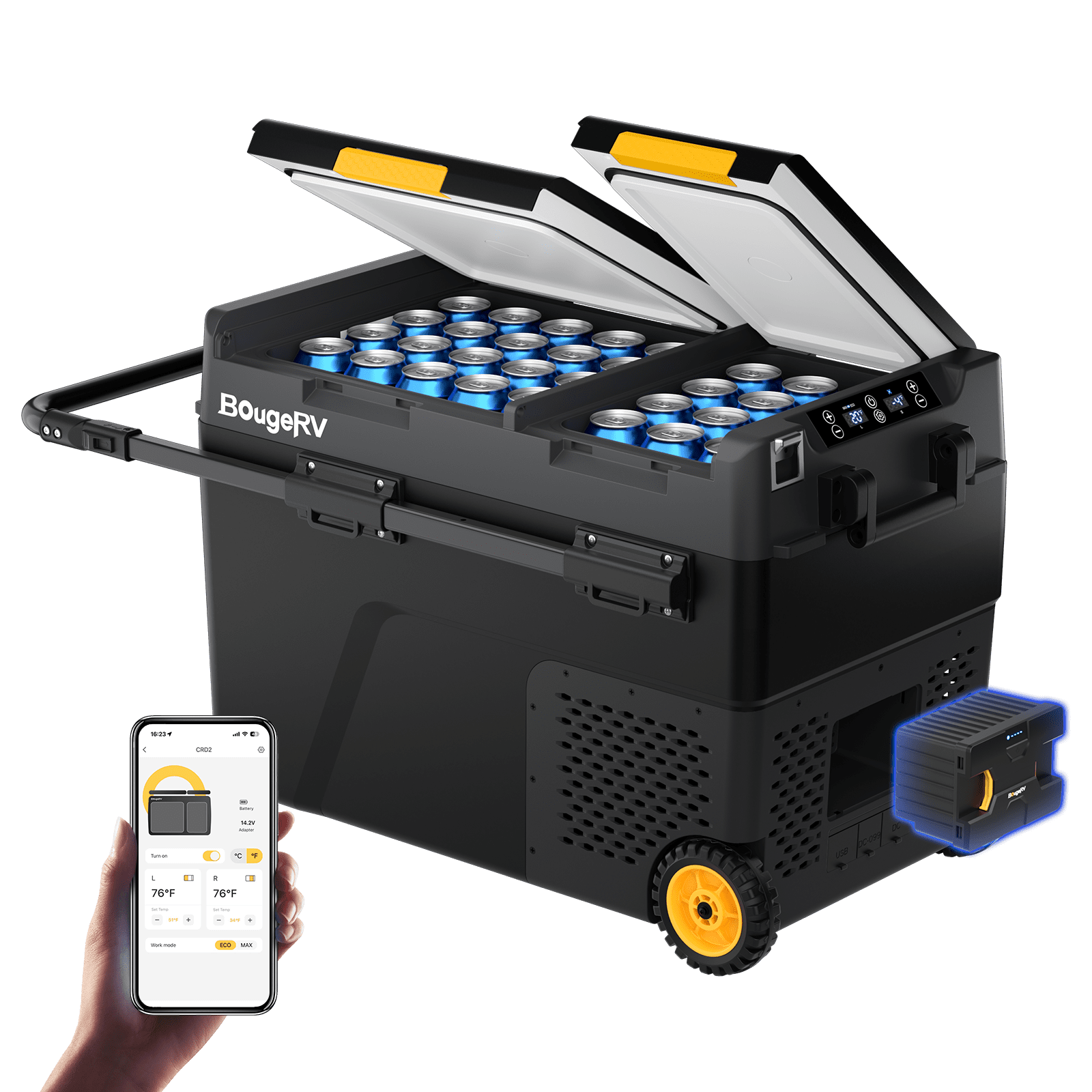 BougeRV CRD2 Dual Zone Solar Battery Portable Fridge Kit (SC)