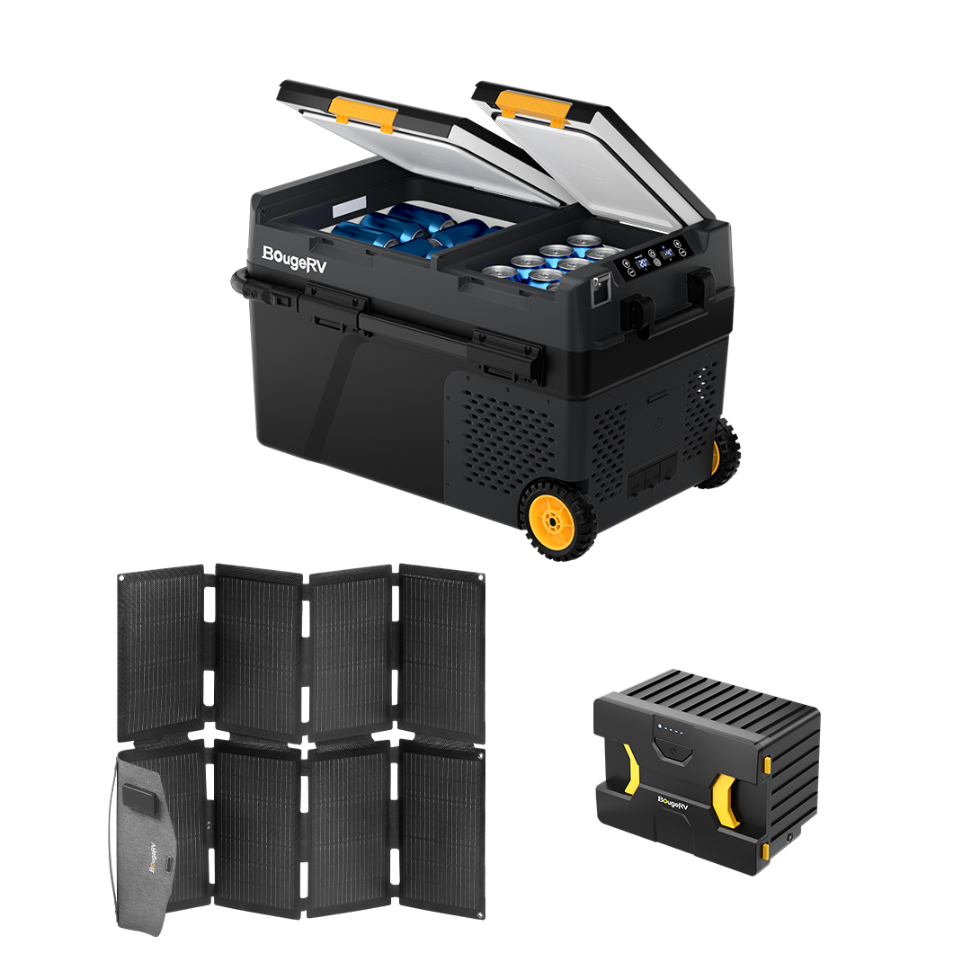 BougeRV CRD2 Dual Zone Solar Battery Portable Fridge Kit (SC)