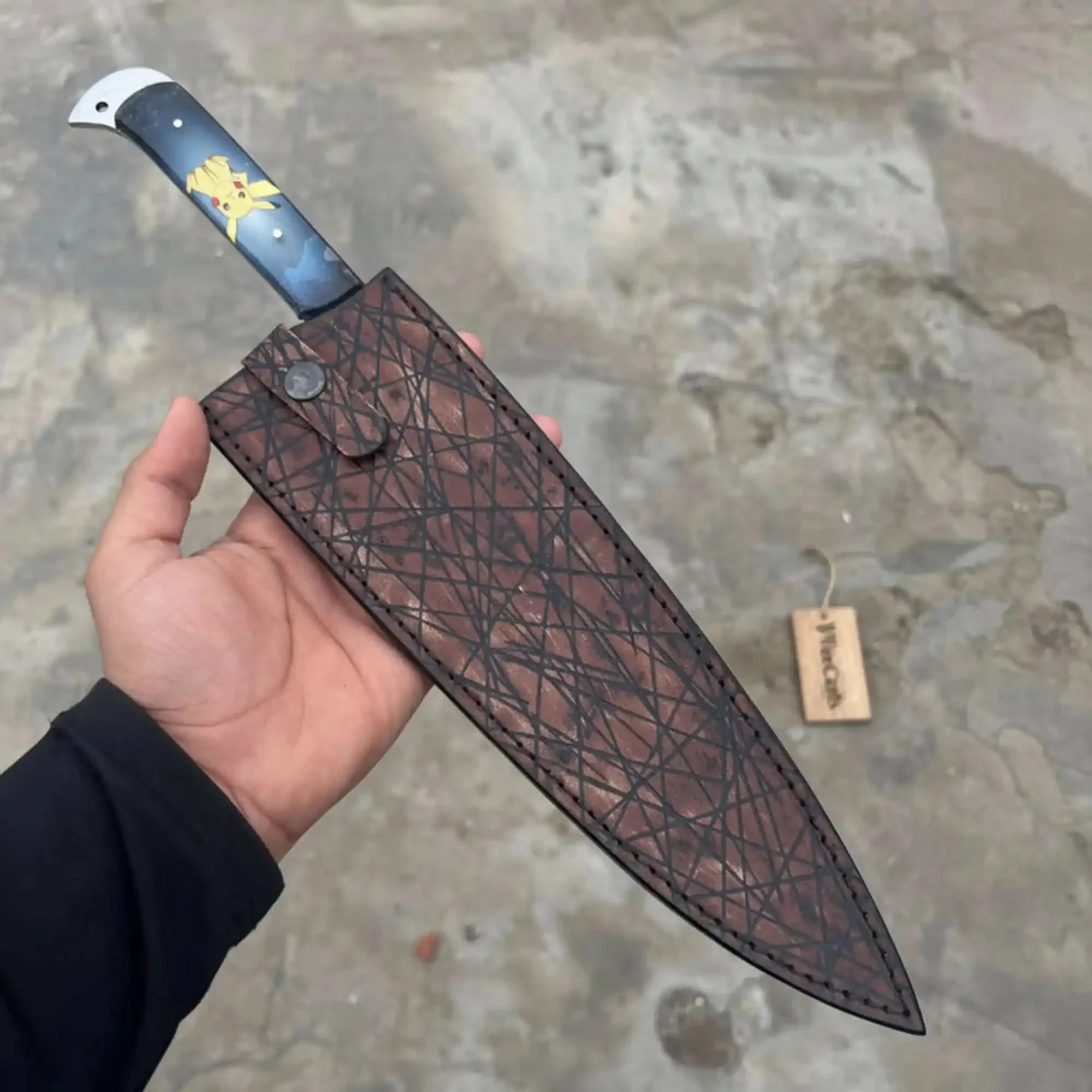 Damascus Japanese Style Gyuto Chef Knife Handmade 9-Inch Blade with Blue Resin Handle