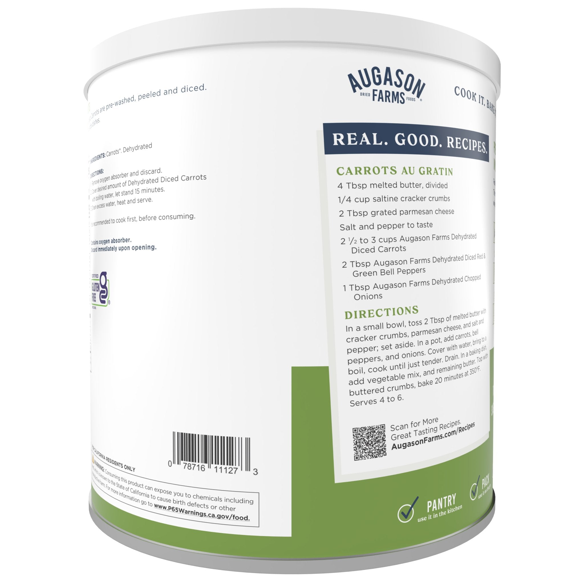 Dehydrated Diced Carrots Can, 216 Servings (SC)