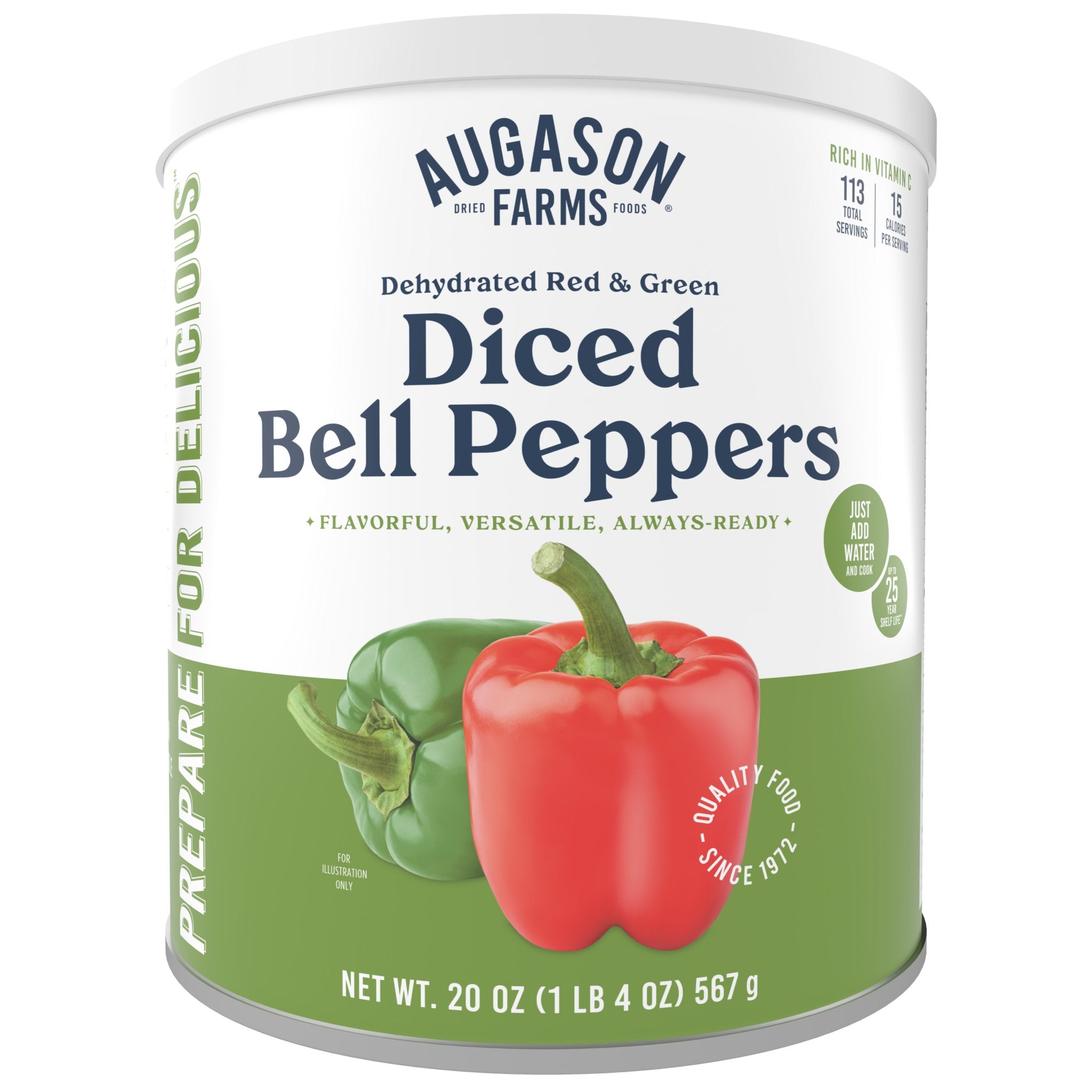 Dehydrated Red and Green Diced Bell Peppers Can, 113 Servings (SC)
