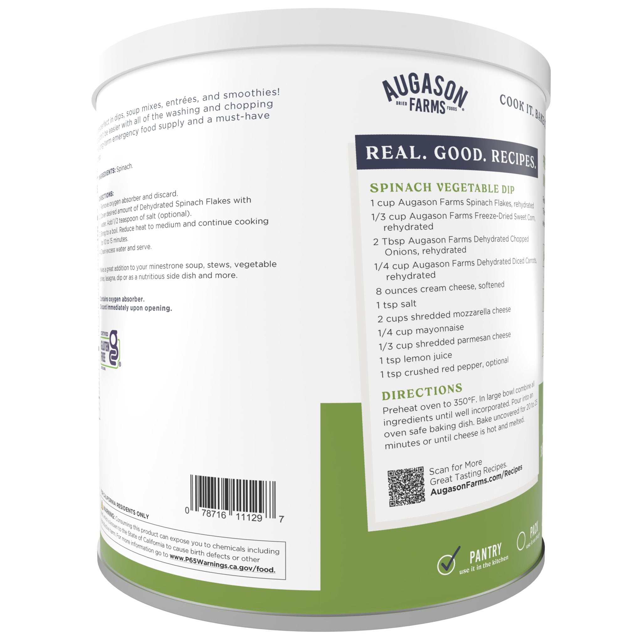 Dehydrated Spinach Flakes Can, 45 Servings (SC)