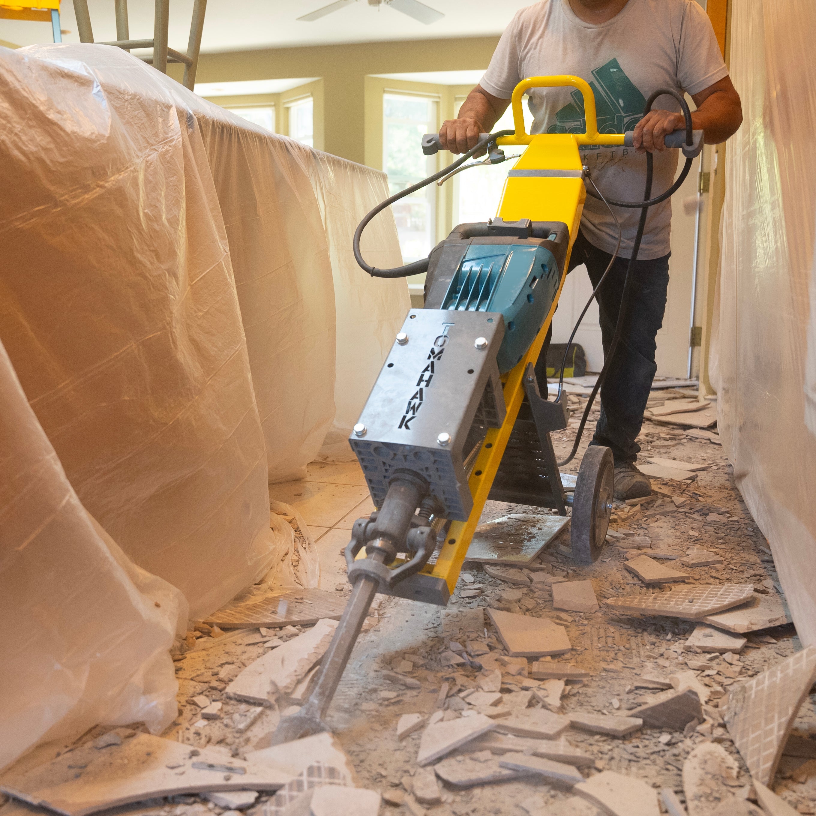 Tomahawk Demo Hammer Trolley – Heavy-Duty Universal Jackhammer Support Anti-Vibration Ergonomic Design for Effortless Demolition (SC)