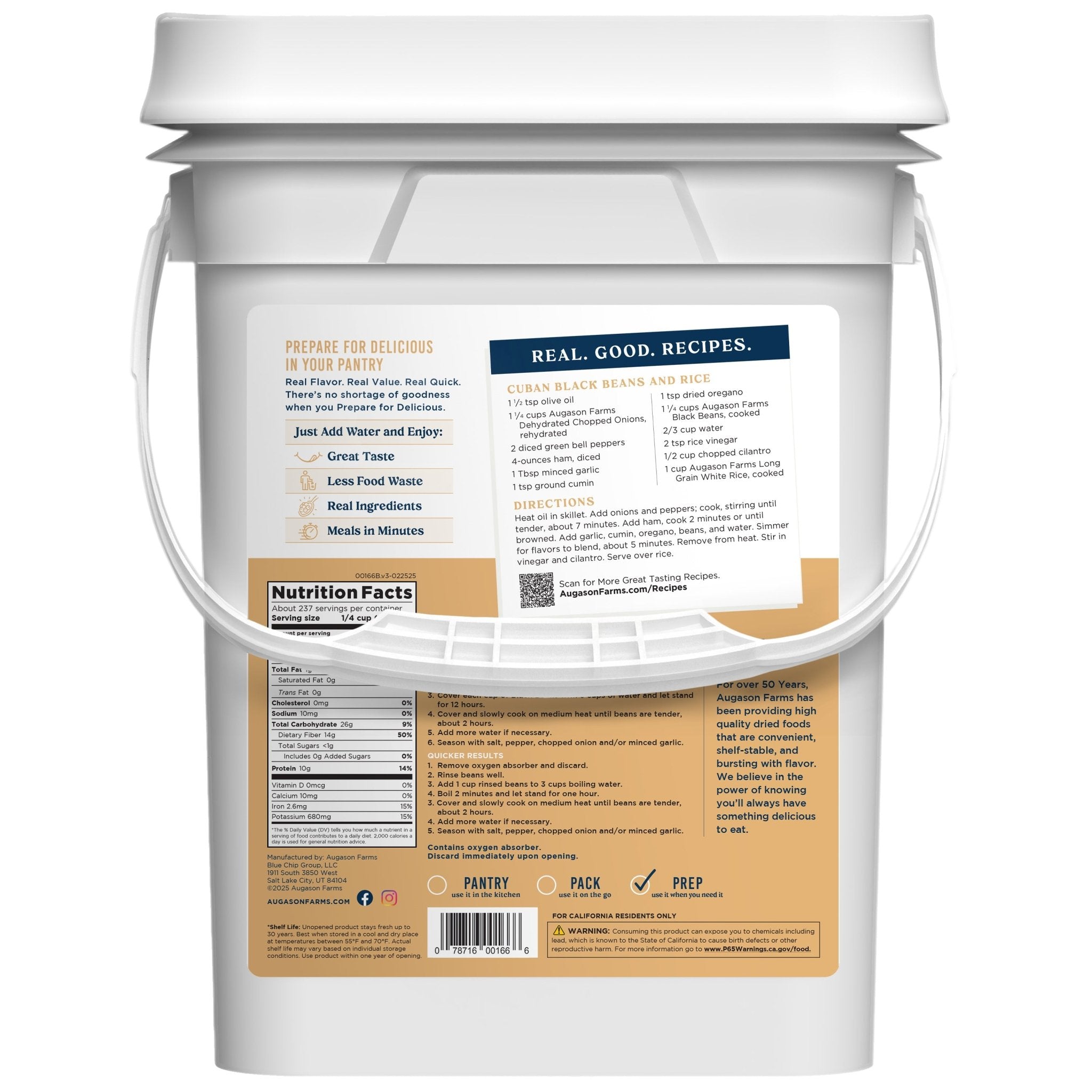 Dried Black Beans 4-Gallon Pail, 237 Servings (SC)