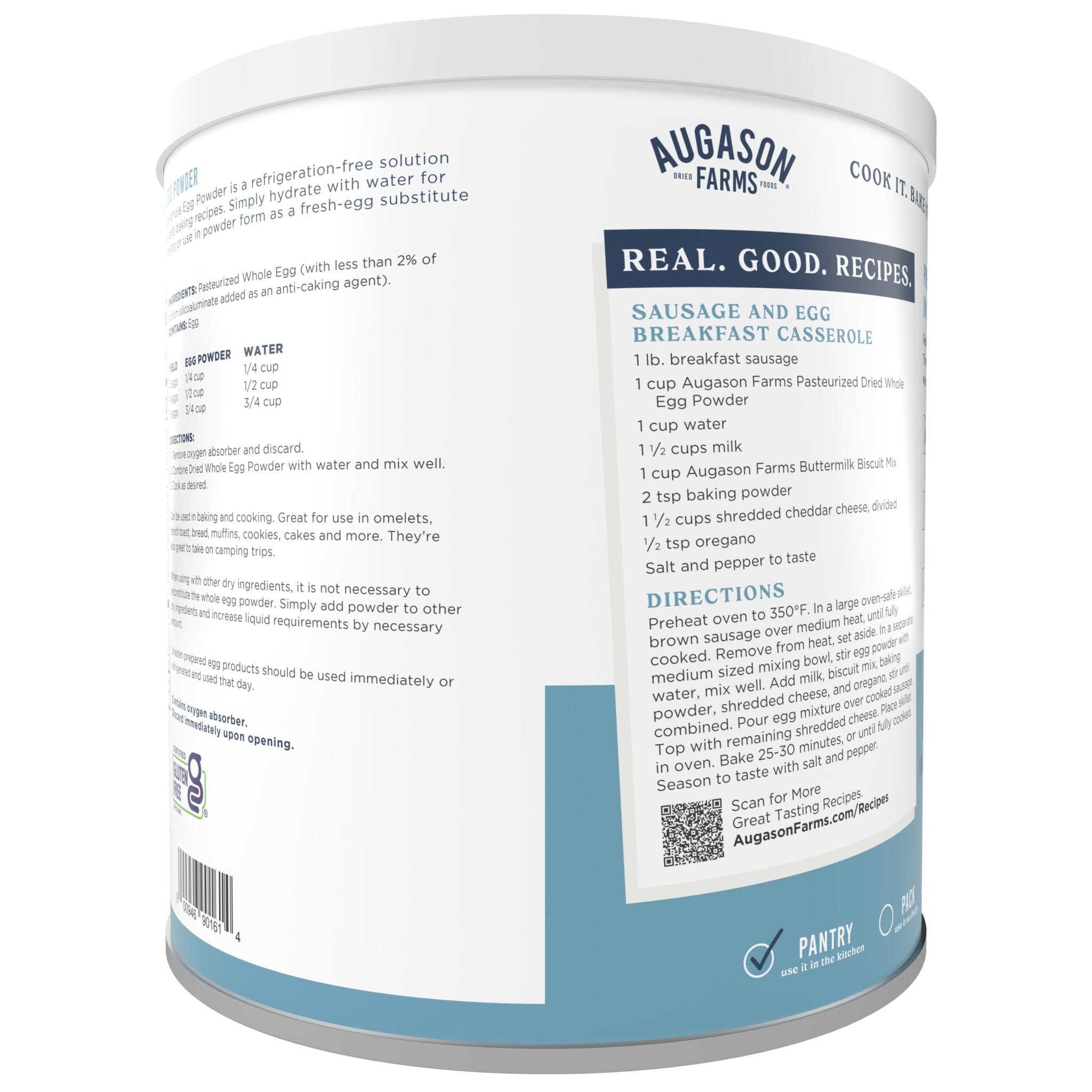 Pasteurized Dried Whole Egg Powder Can, 85 Servings (SC)