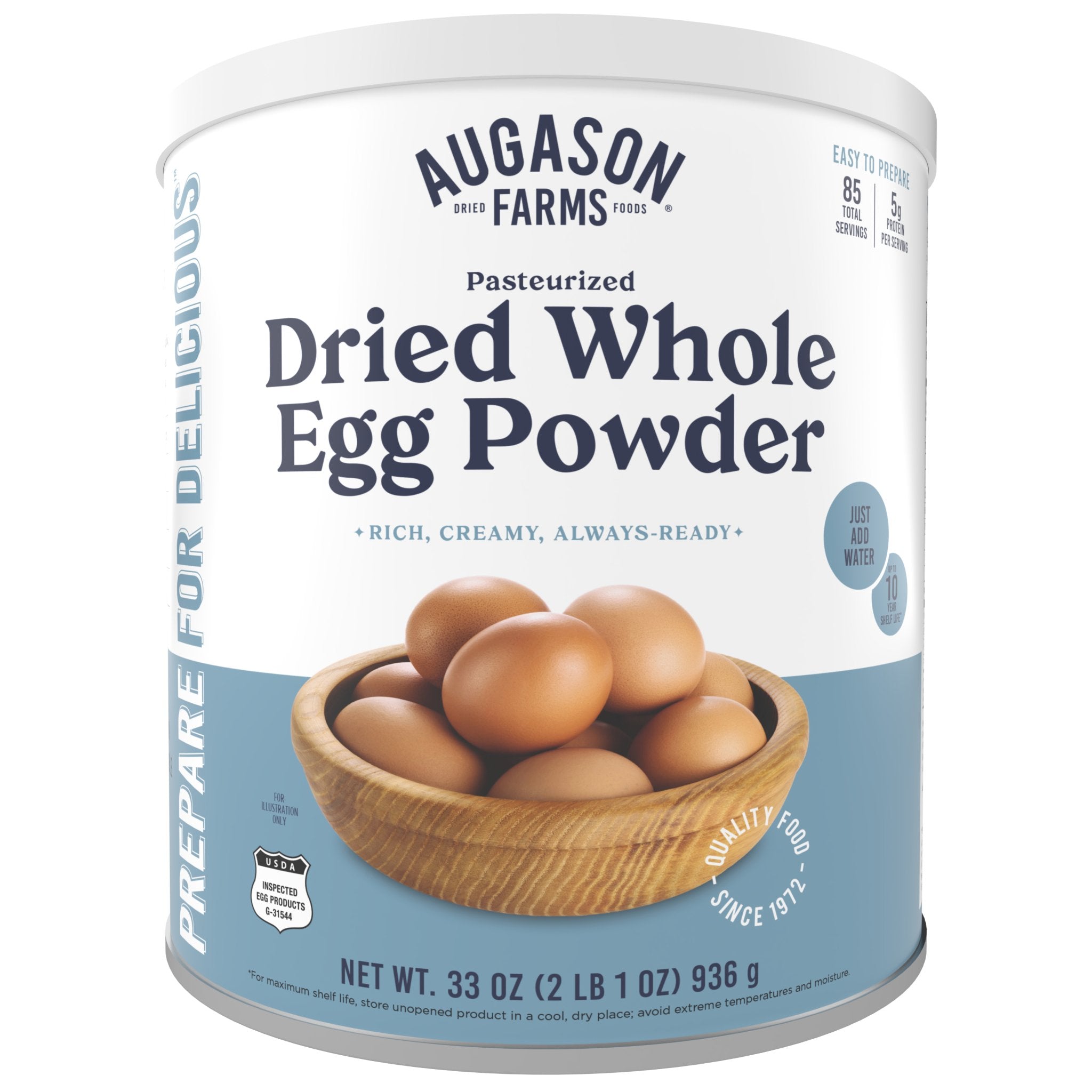 Pasteurized Dried Whole Egg Powder Can, 85 Servings (SC)