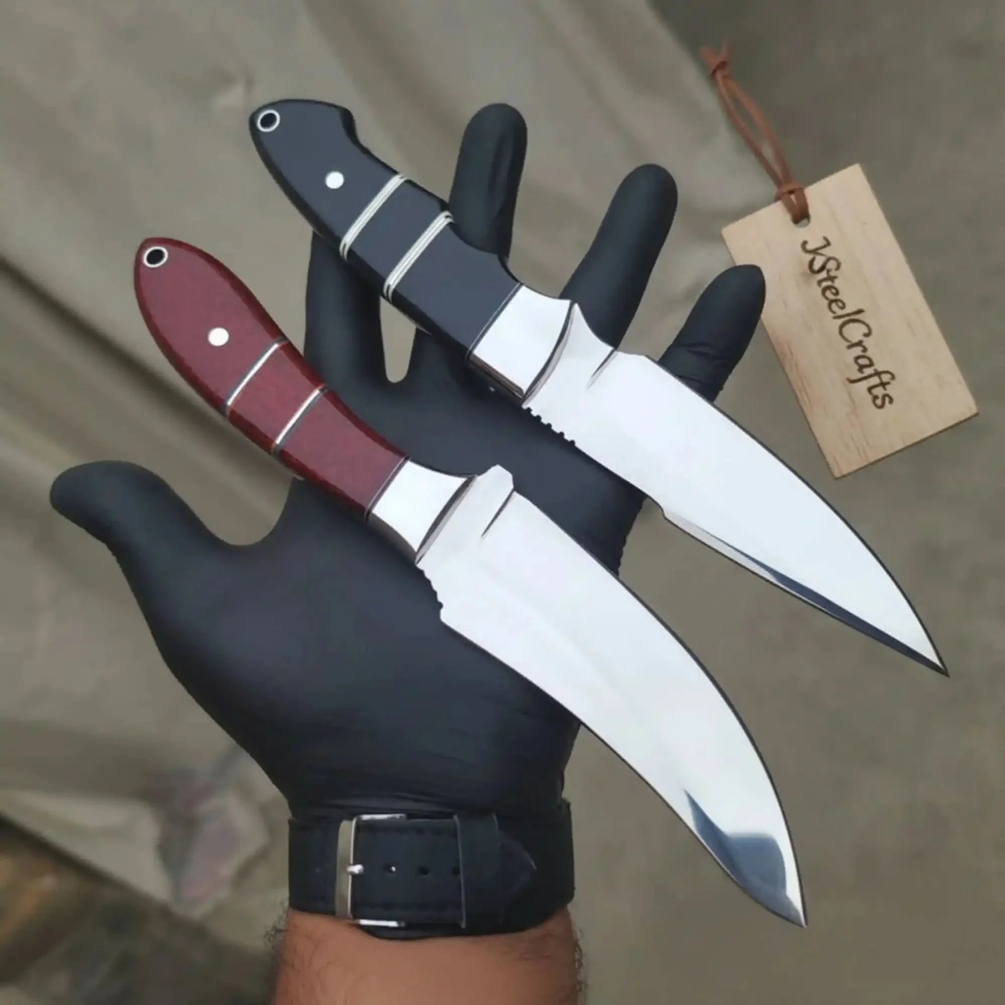 Drop Point Hunting Knife Set of 2-Piece High Carbon Blades with Resin Handles