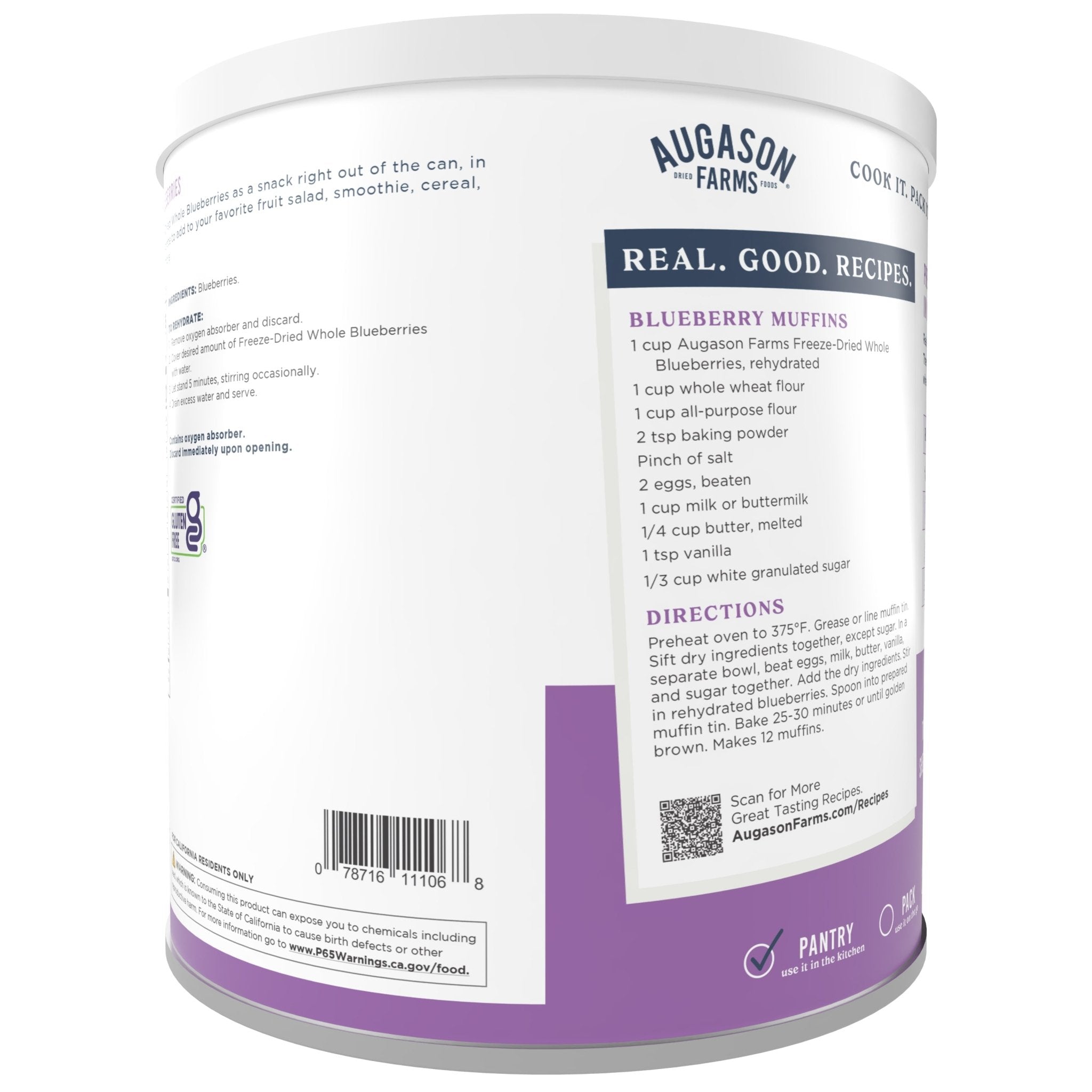 Freeze Dried Whole Blueberries Can, 26 Servings (SC)