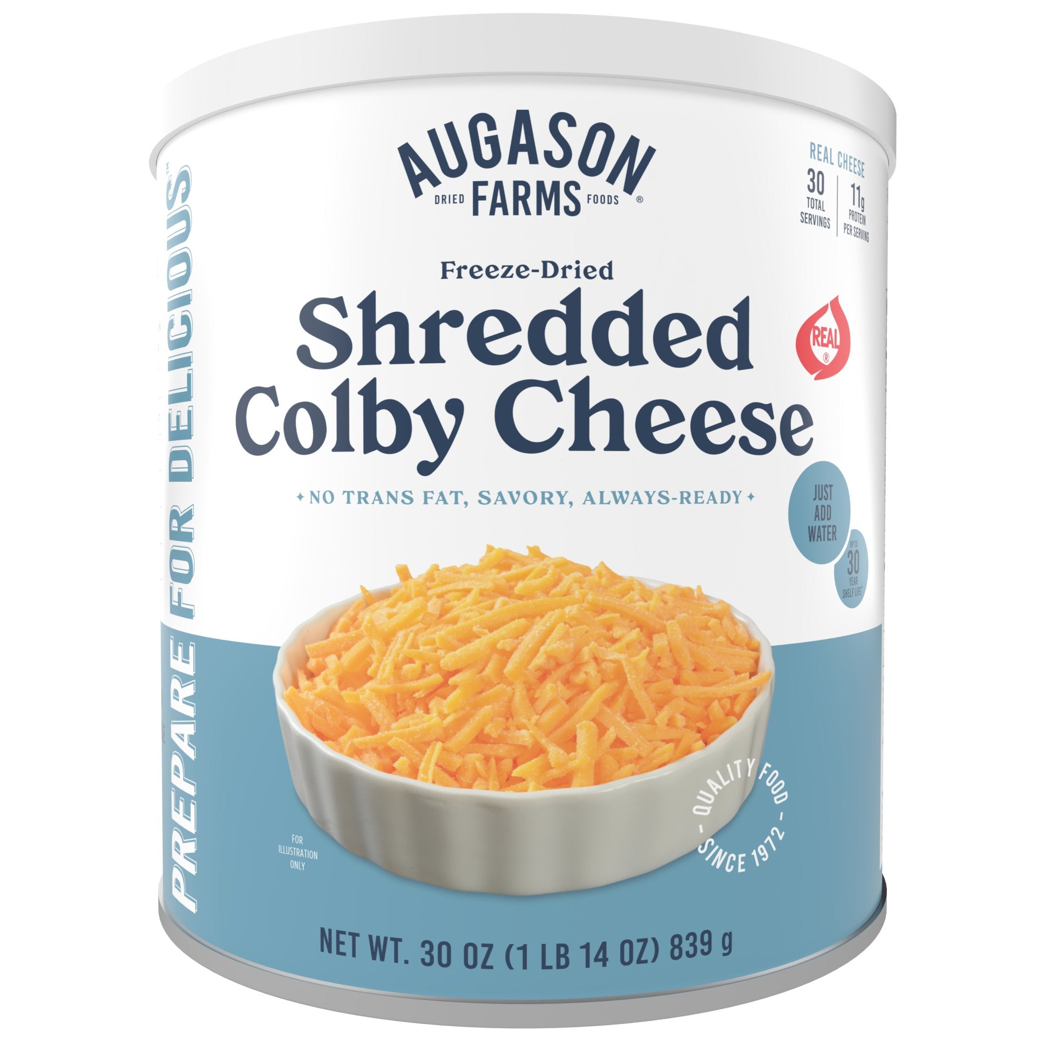 Freeze Dried Shredded Colby Cheese Can, 30 Servings (SC)