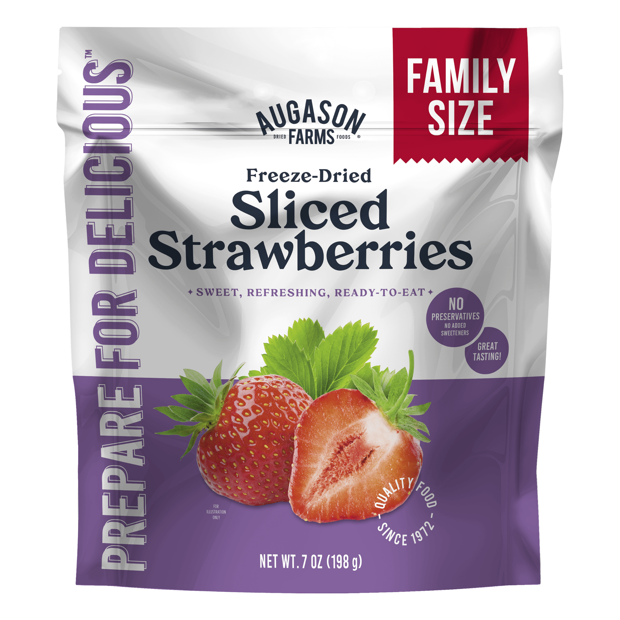 Freeze Dried Sliced Strawberries Family Size Pouch, 20 Servings (SC)