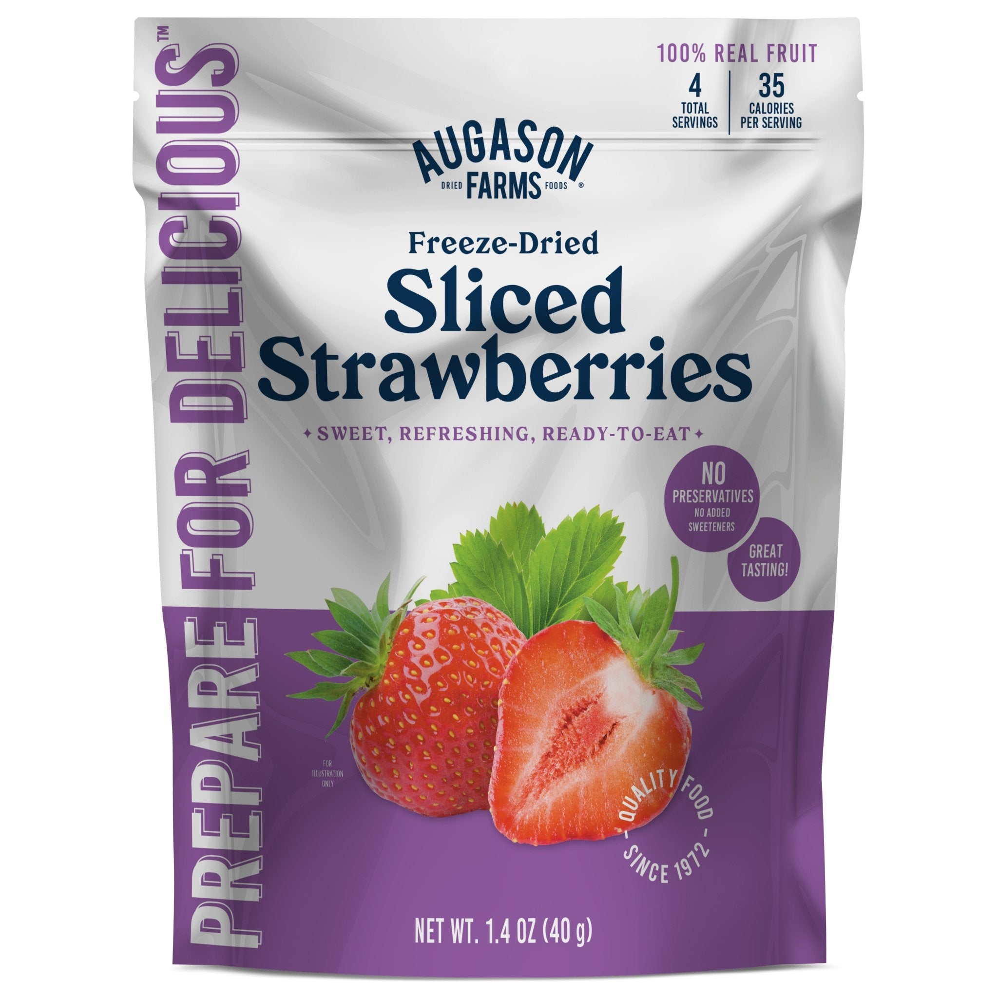 Freeze Dried Sliced Strawberries Pouch, 4 Servings (SC)