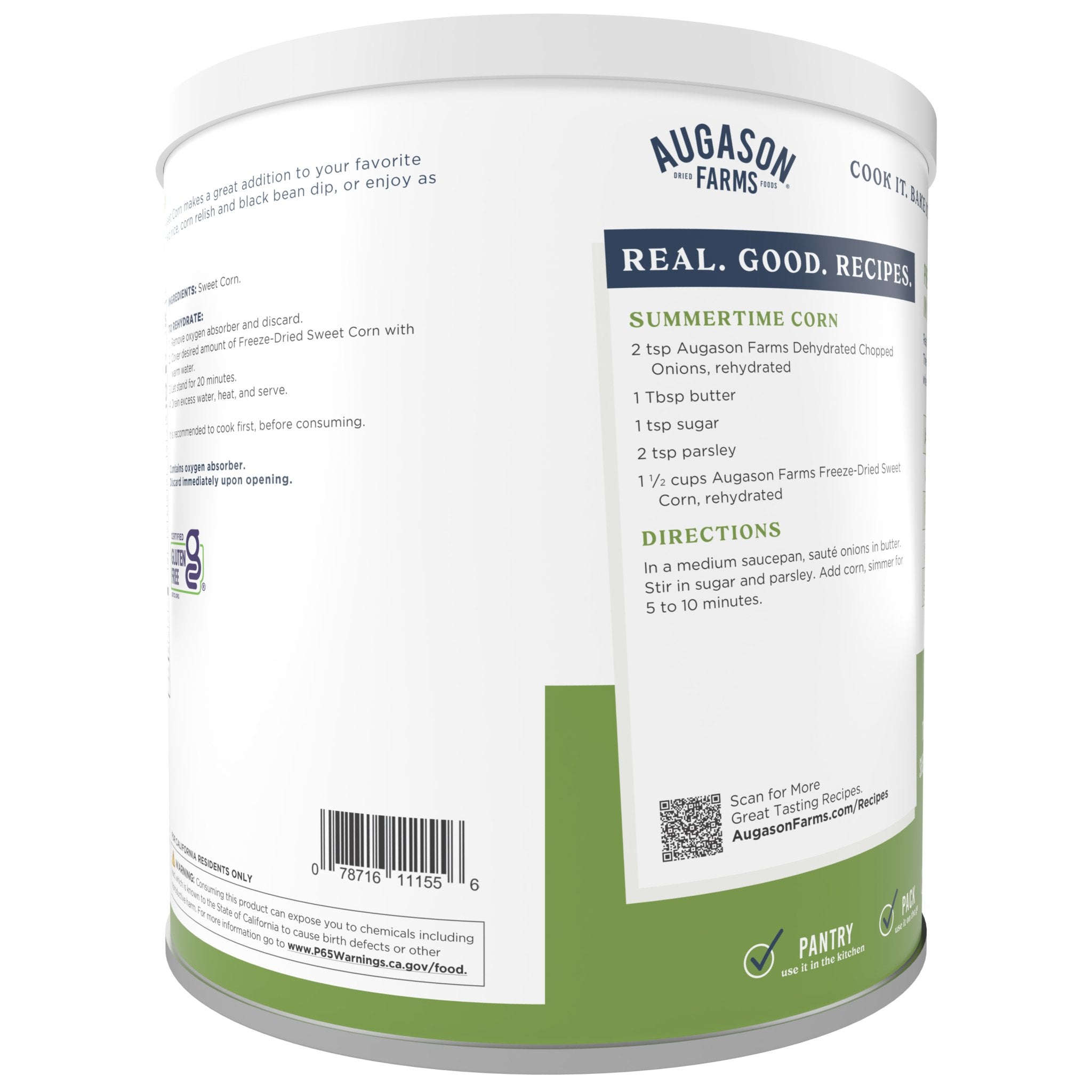 Freeze Dried Sweet Corn Can, 30 Servings (SC)