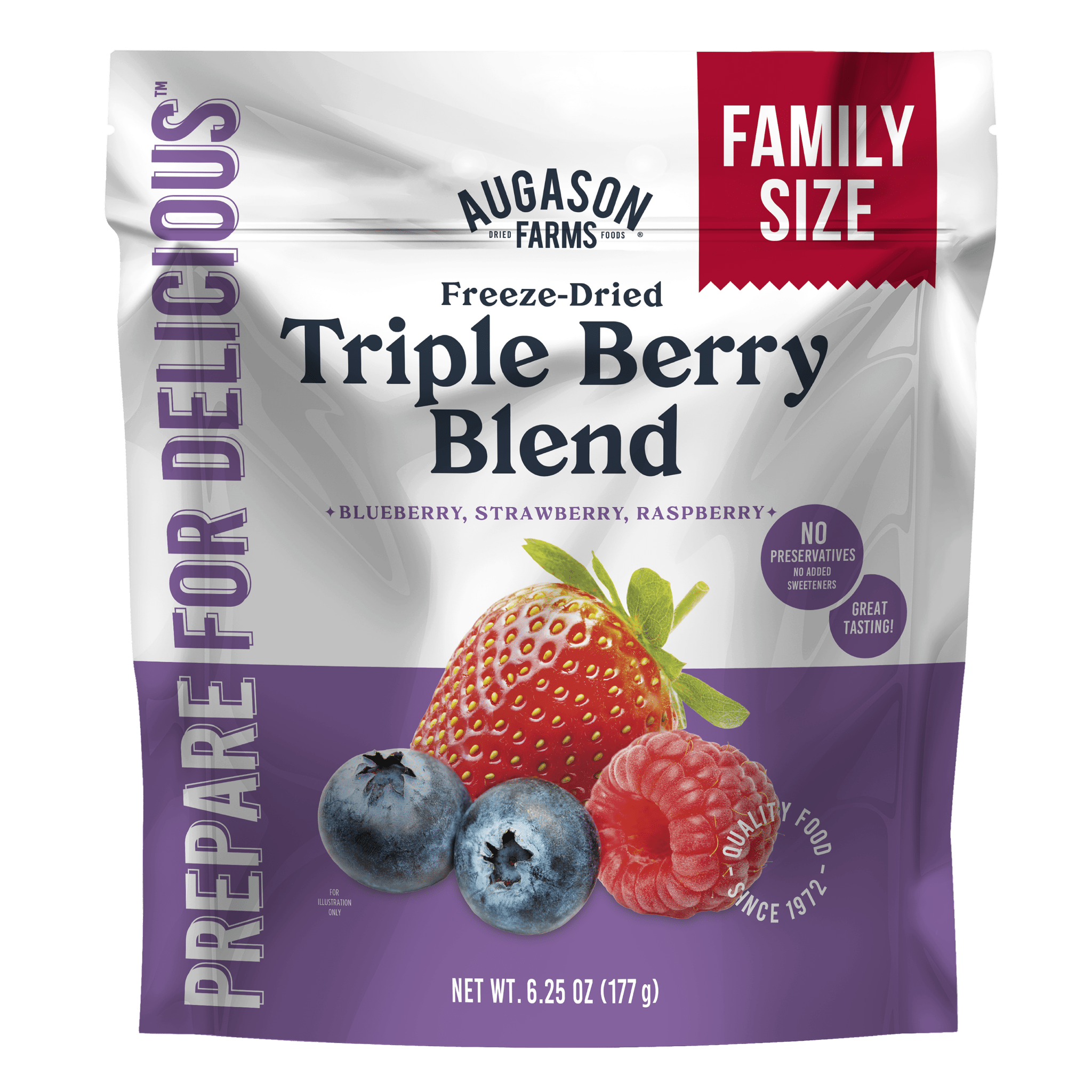 Freeze Dried Triple Berry Blend Family Size Pouch, 16 Servings (SC)