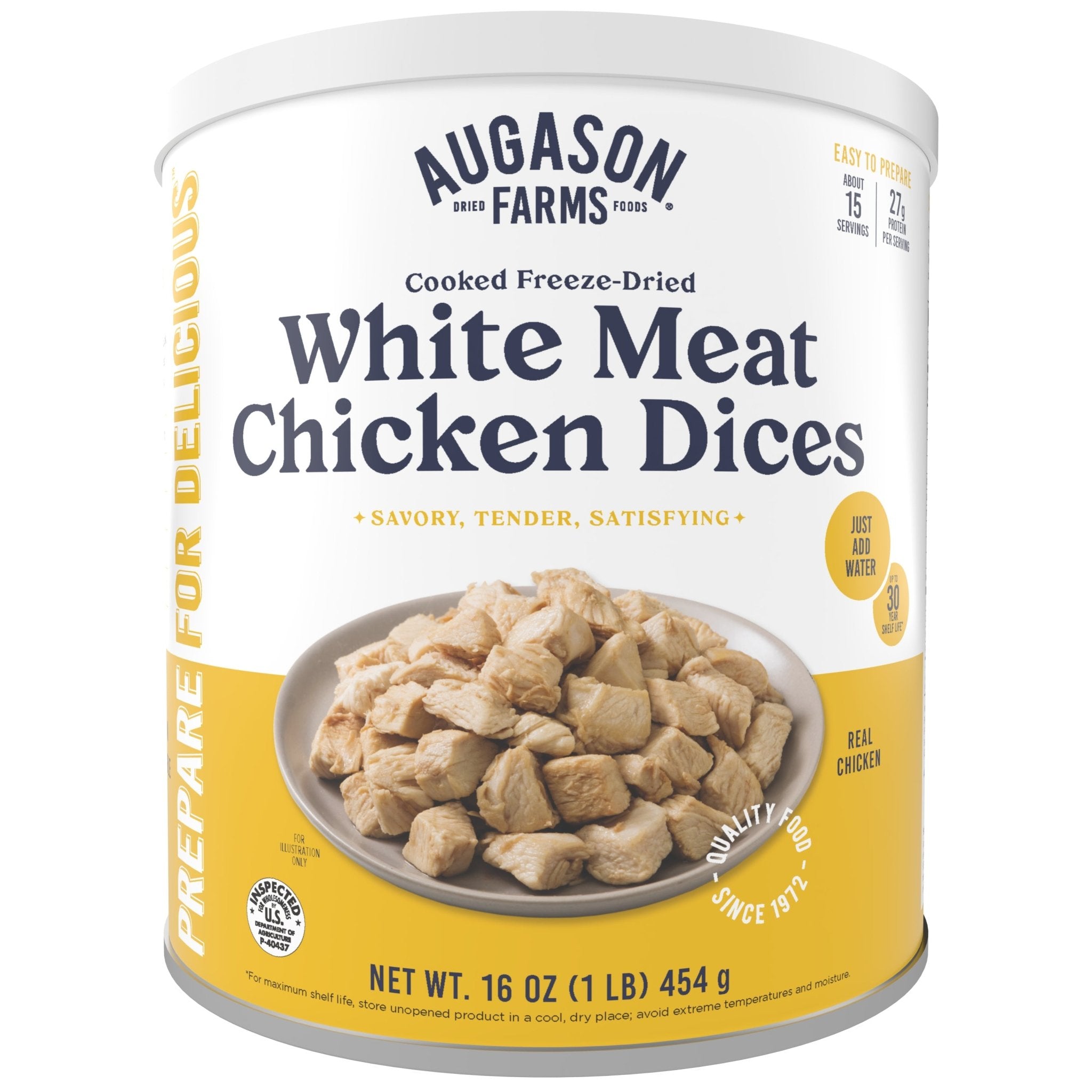 Cooked Freeze Dried White Meat Chicken Dices Can, 15 Servings (SC)
