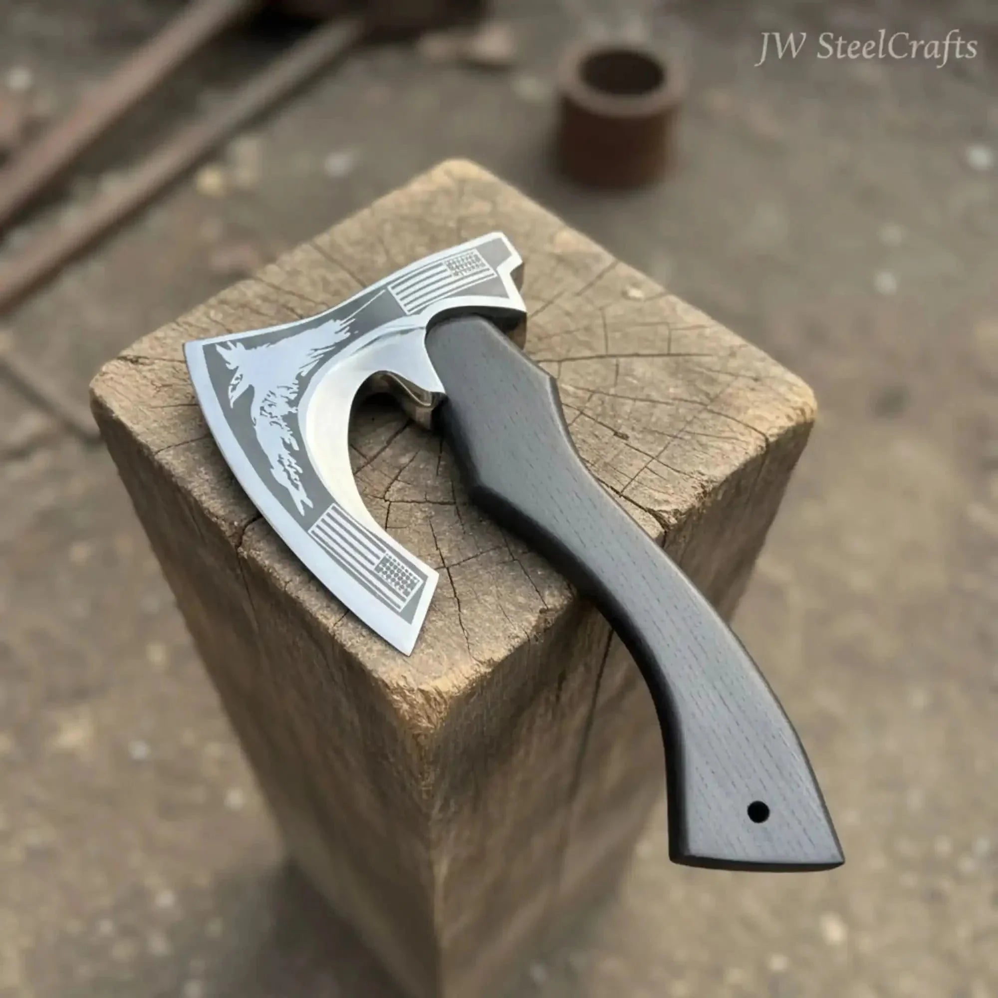 Modern Viking Fantasy Hatchet Curved Bearded Steel Axe