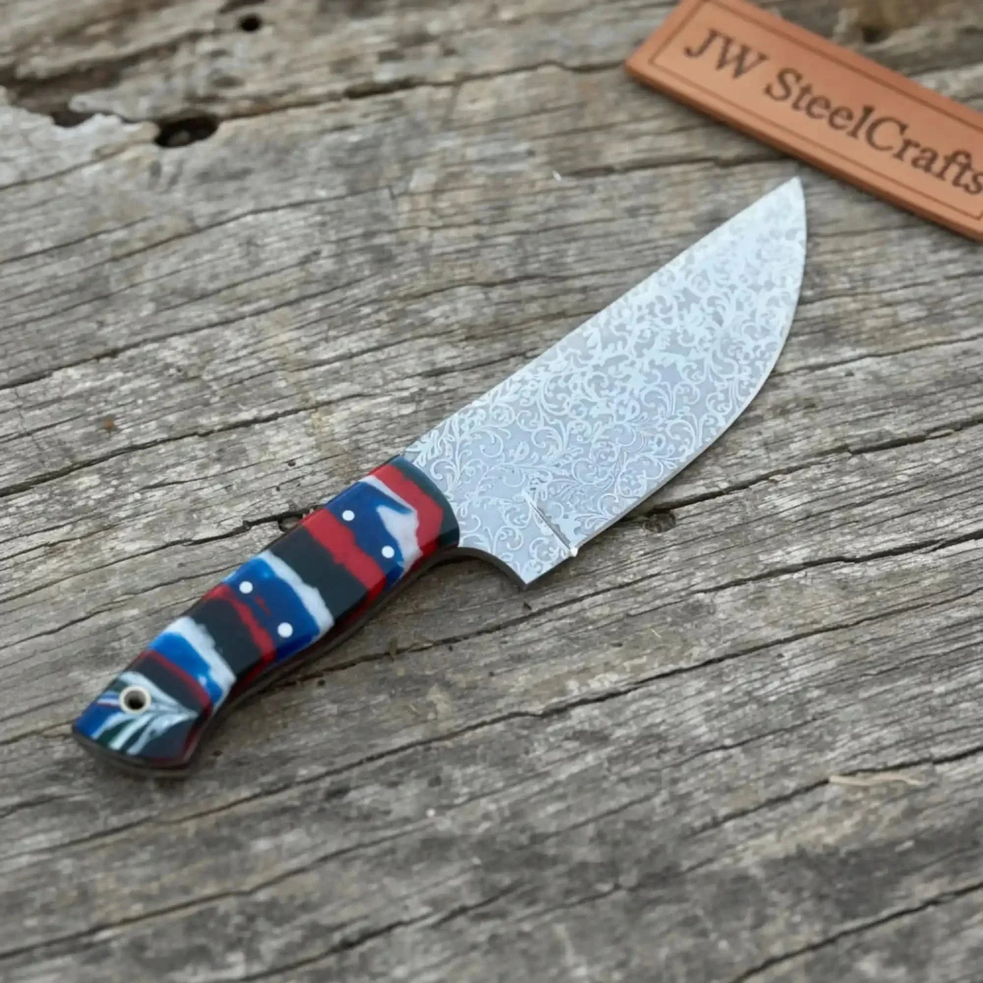 Custom Skinner Knife – Handmade Hunting Blade with Patriot Resin Handle