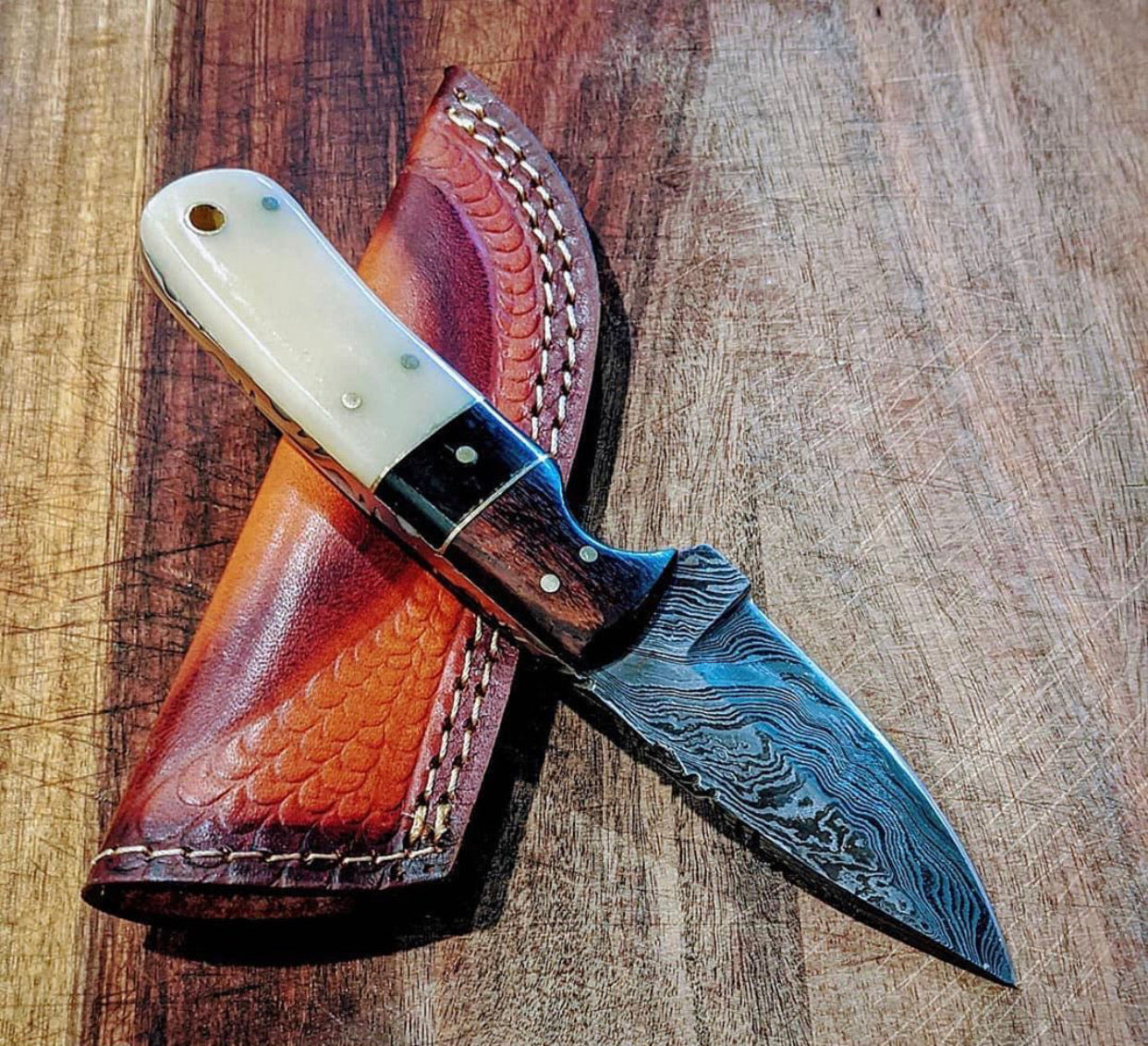 Damascus Steel Edc Skinner Knife (SC)