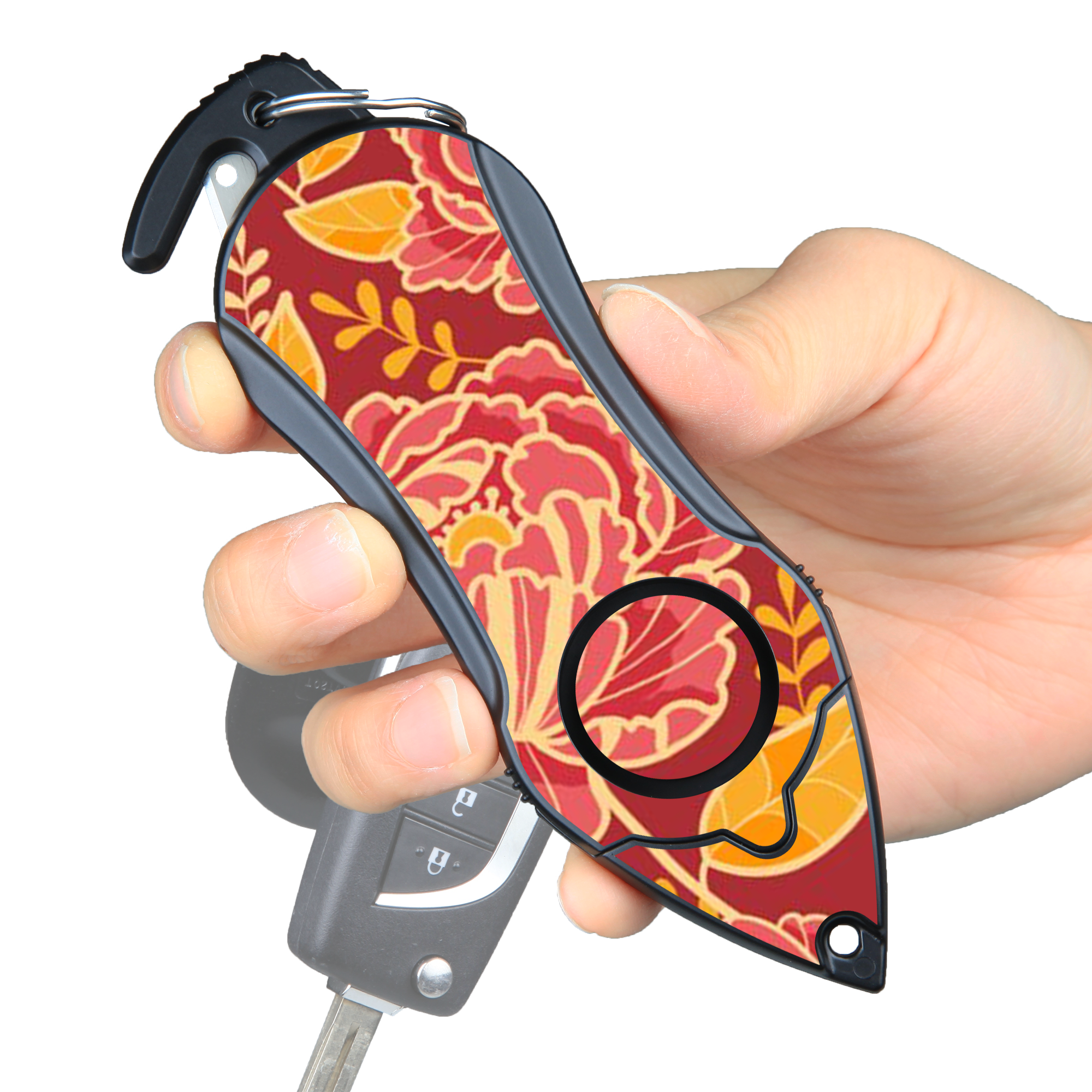 Stinger Personal Safety Alarm Keychain Emergency Tool: Siren Alarm, Seat Belt Cutter, Glass Breaker (Peony) (SC)