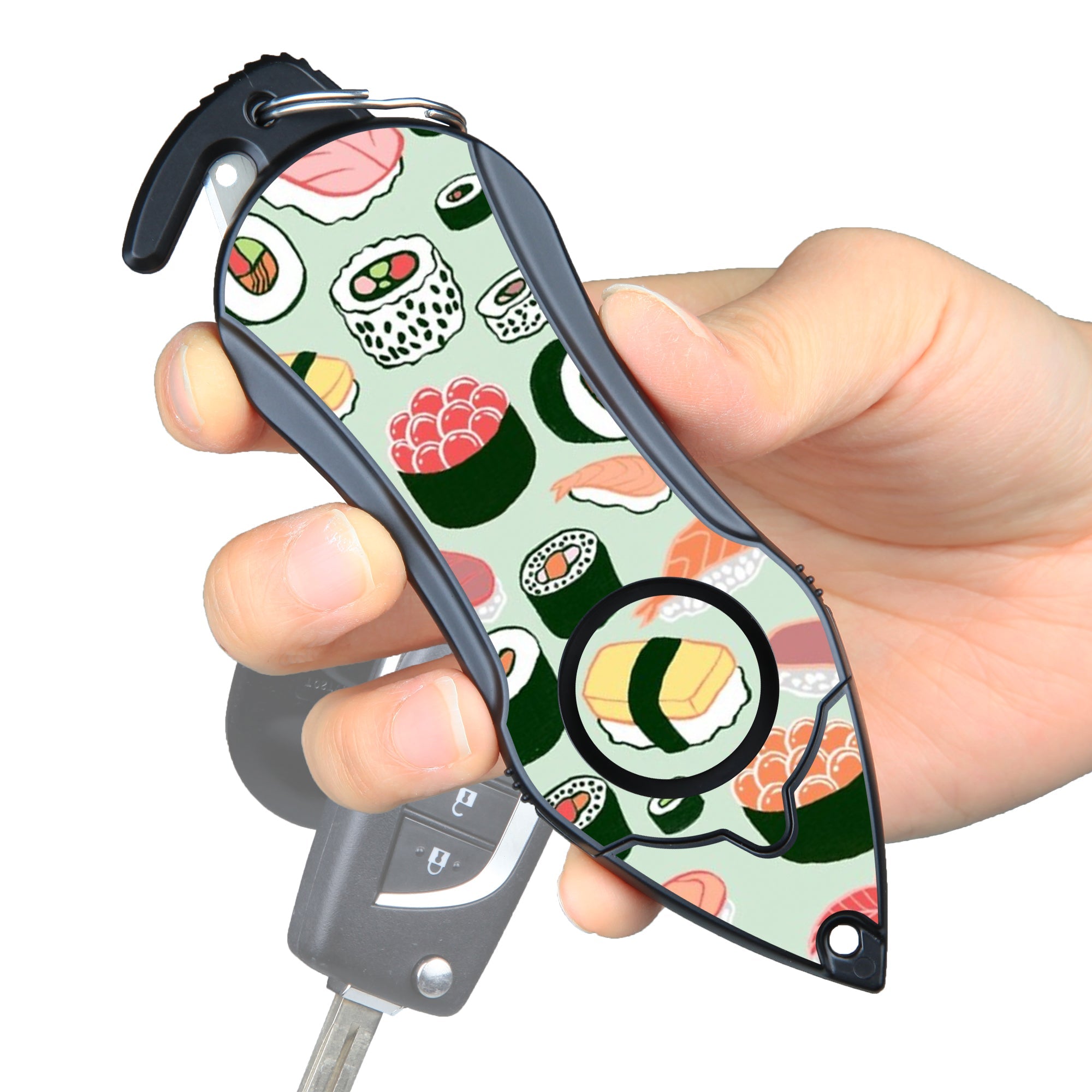Stinger Personal Safety Alarm Keychain Emergency Tool: Siren Alarm, Seat Belt Cutter, Glass Breaker (Sushi) (SC)