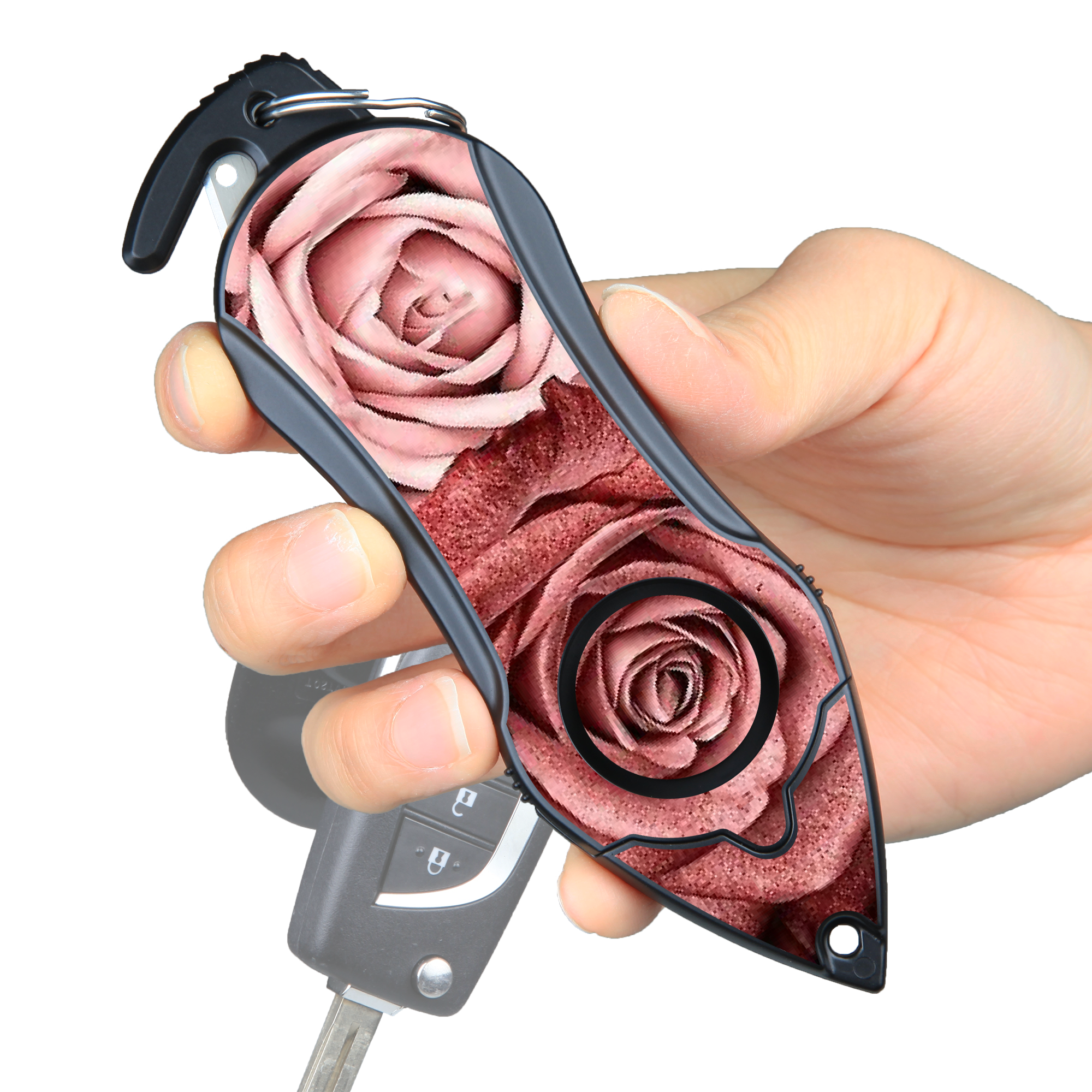 Stinger Personal Safety Alarm Keychain Emergency Tool: Siren Alarm, Seat Belt Cutter, Glass Breaker (Twin Rose) (SC)