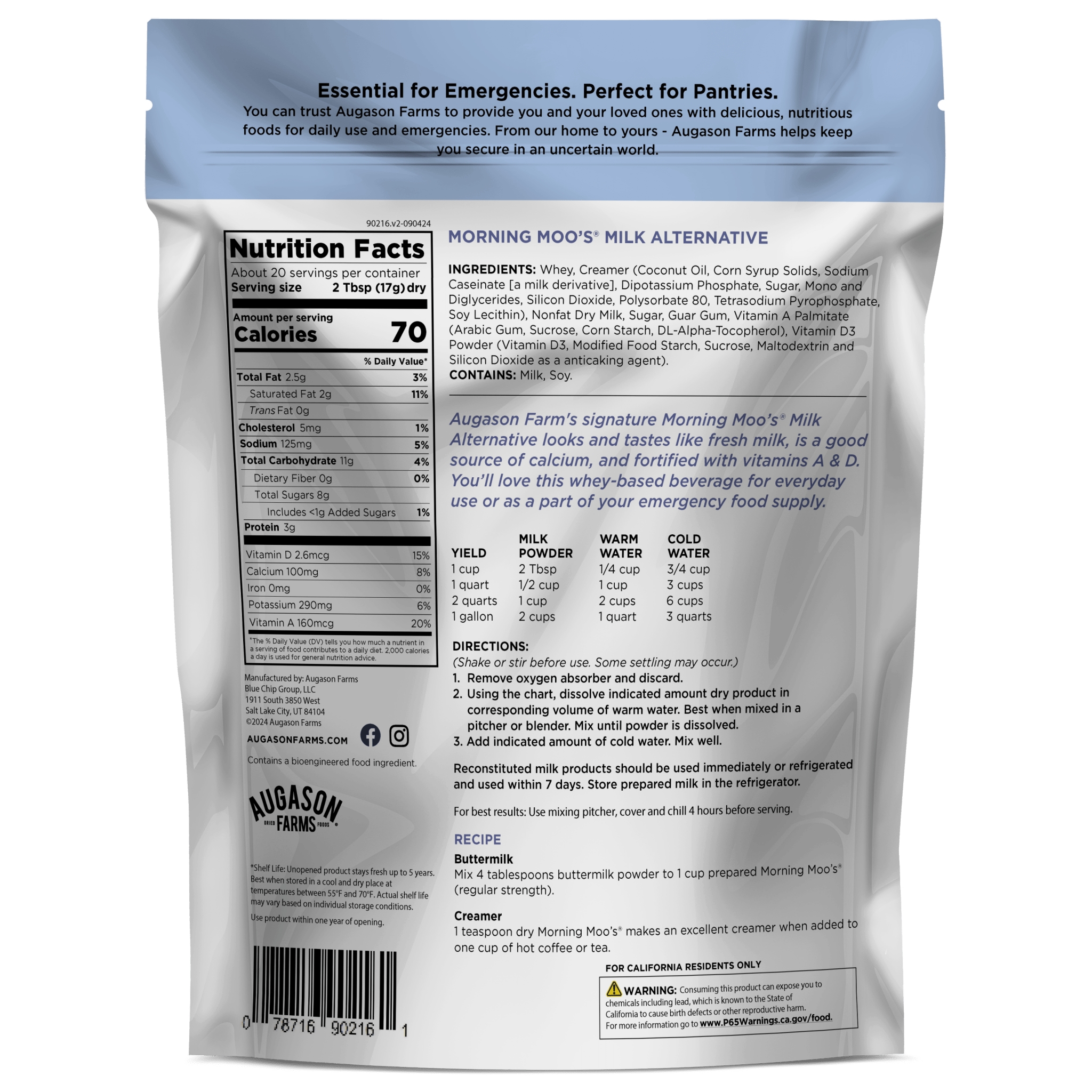 Morning Moo’s Milk Alternative Pouch, 20 Servings