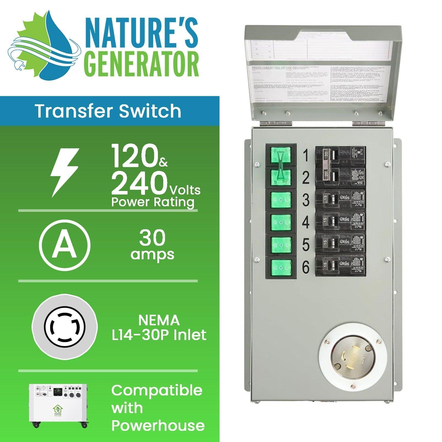 Nature's Generator 120V/240V 30A 6-Circuit Manual Transfer Switch (SC)