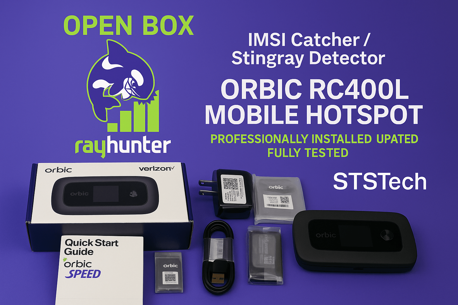 Open Box - RayHunter IMSI Catcher / Stingray Detector – Orbic RC400L Mobile Hotspot Professionally Installed • Updated • Fully Tested