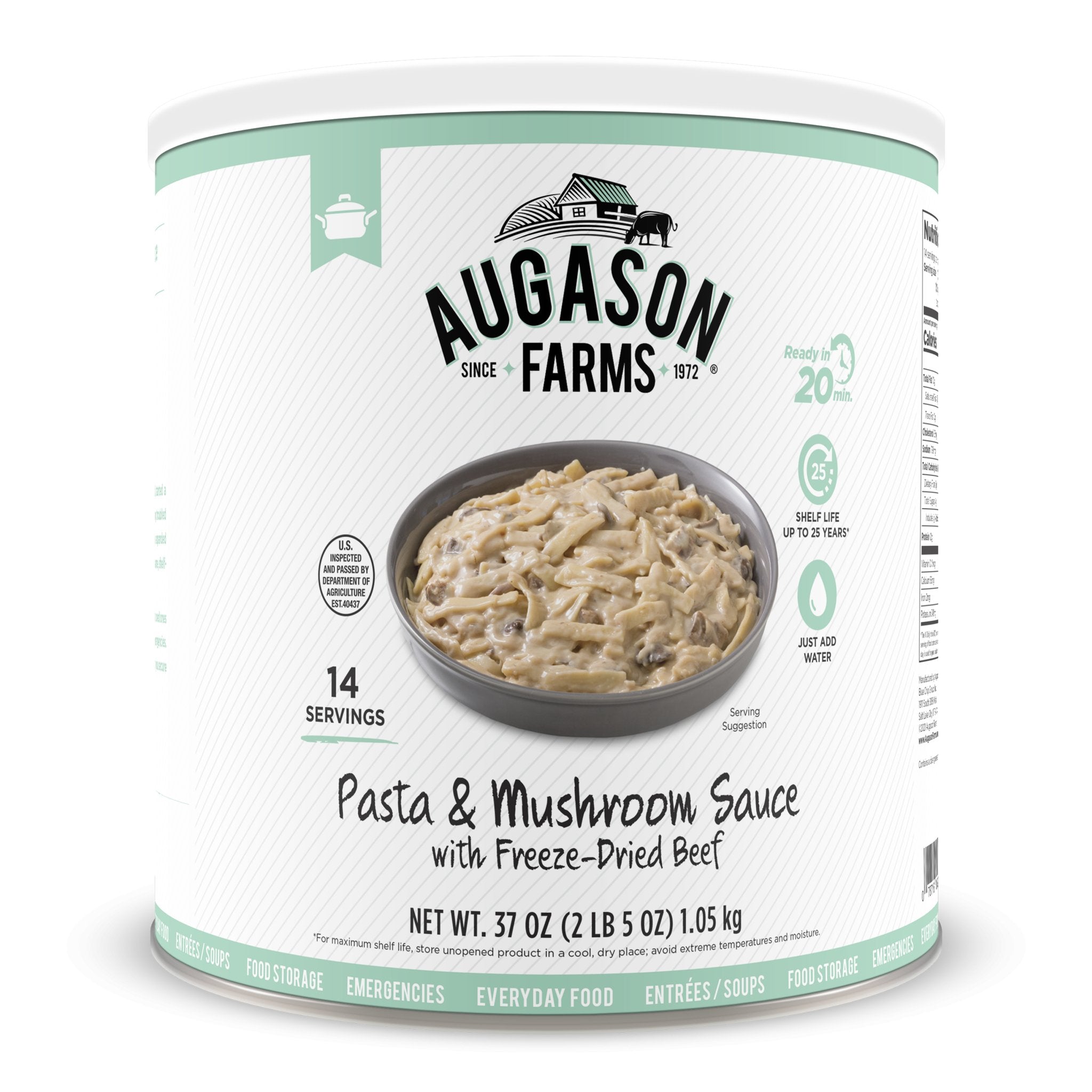 Pasta & Mushroom Sauce with Freeze-Dried Beef, 14 Servings (SC)