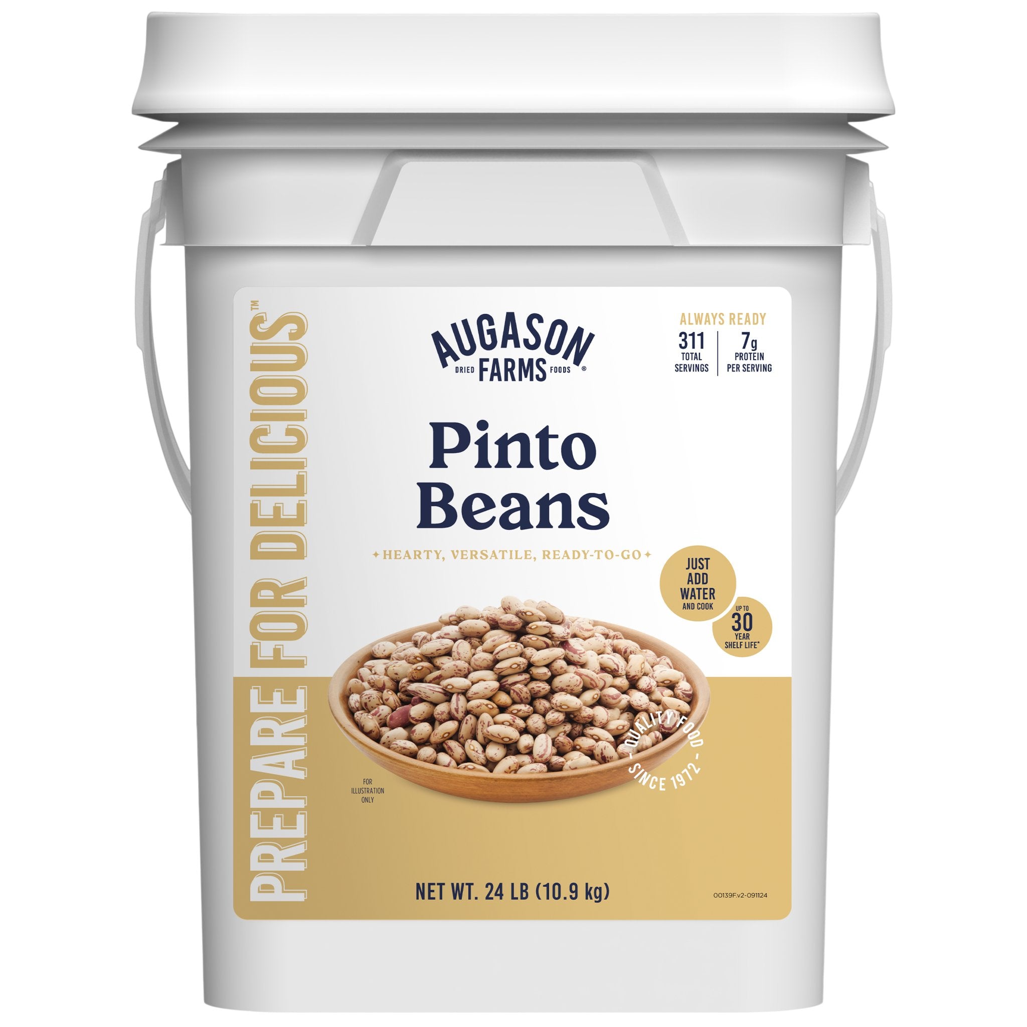 Dried Pinto Beans 4 Gallon Pail, 311 Servings (SC)