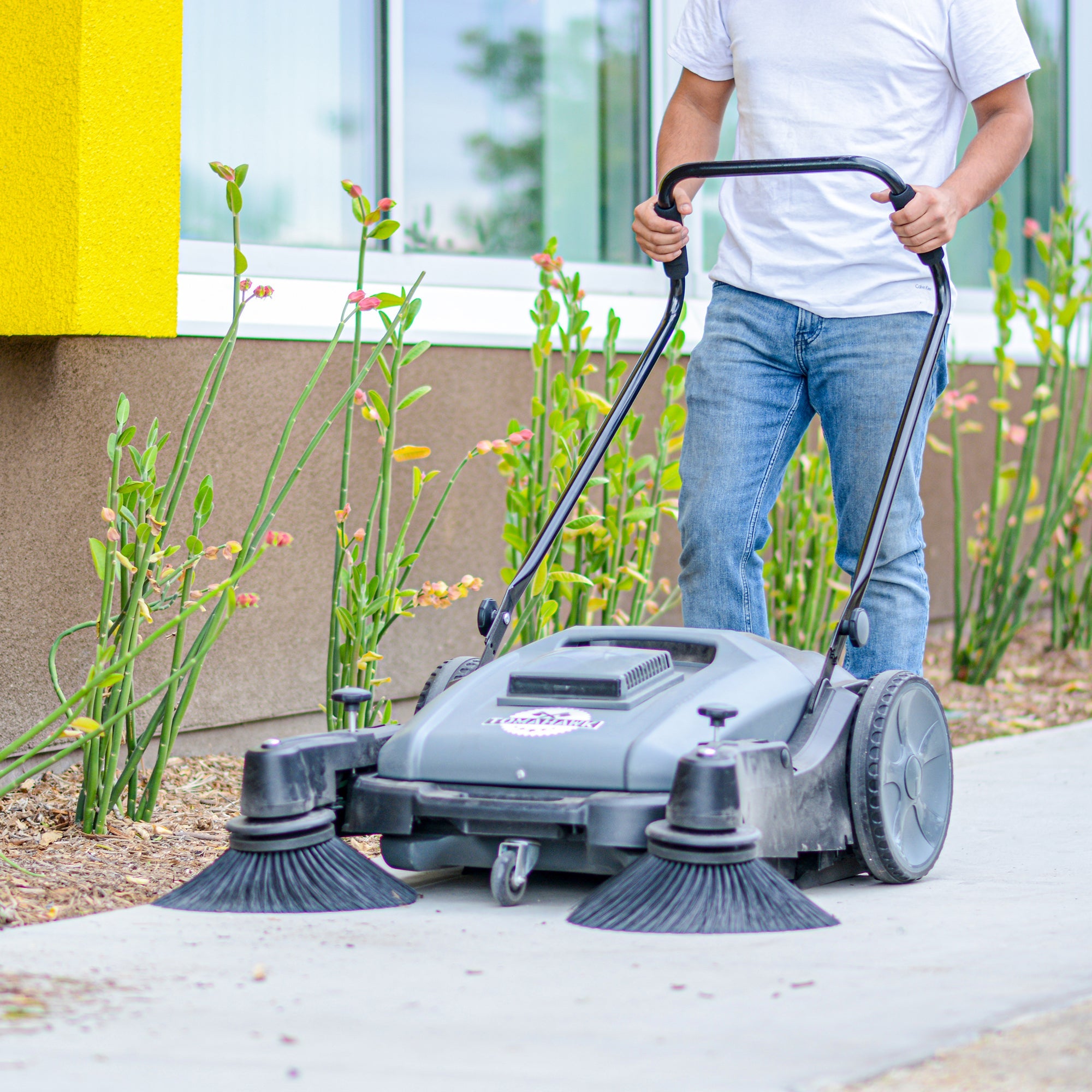 Commercial 38" Push Sweeper with Triple Power Brooms (SC)