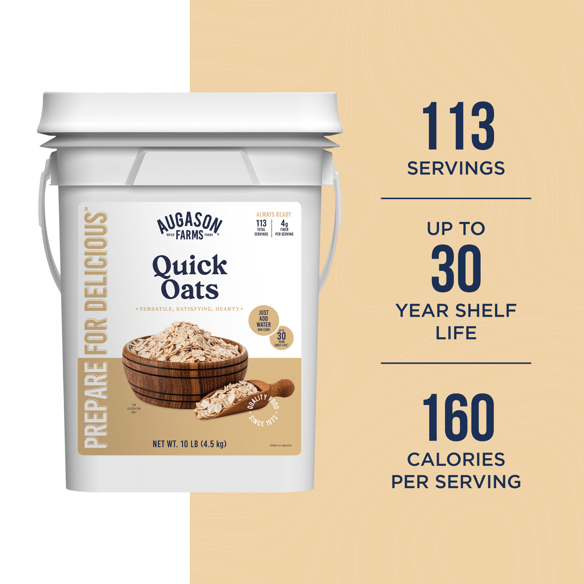 Quick Oats 4 Gallon Pail, 113 Servings