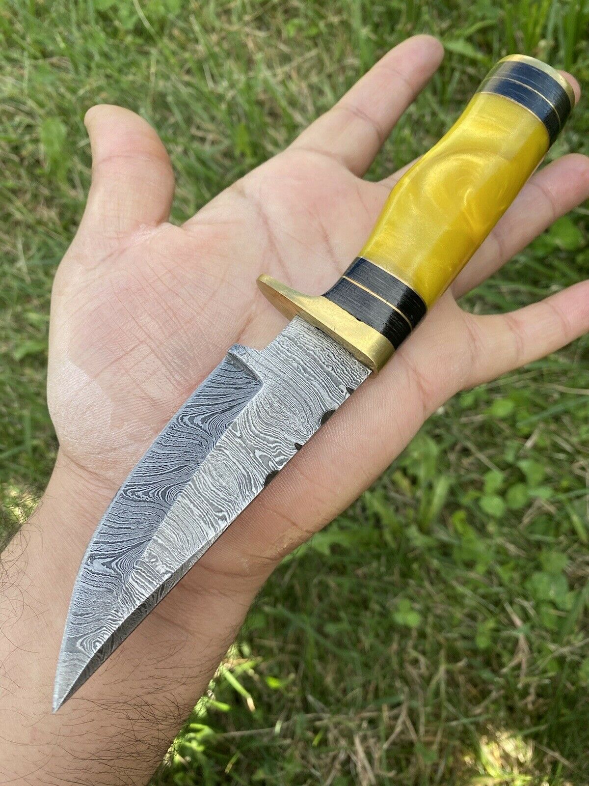 Custom Handmade Damascus Steel Hunting Knife (SC)