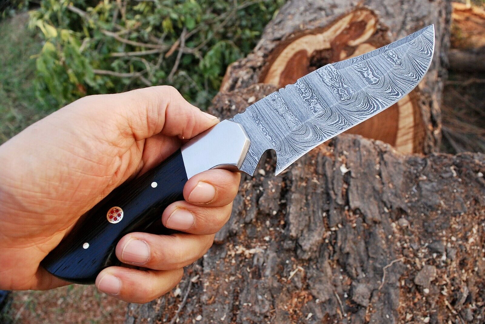 Fixed Blade Custom Handmade Damascus Steel Hunting Knife (SC)
