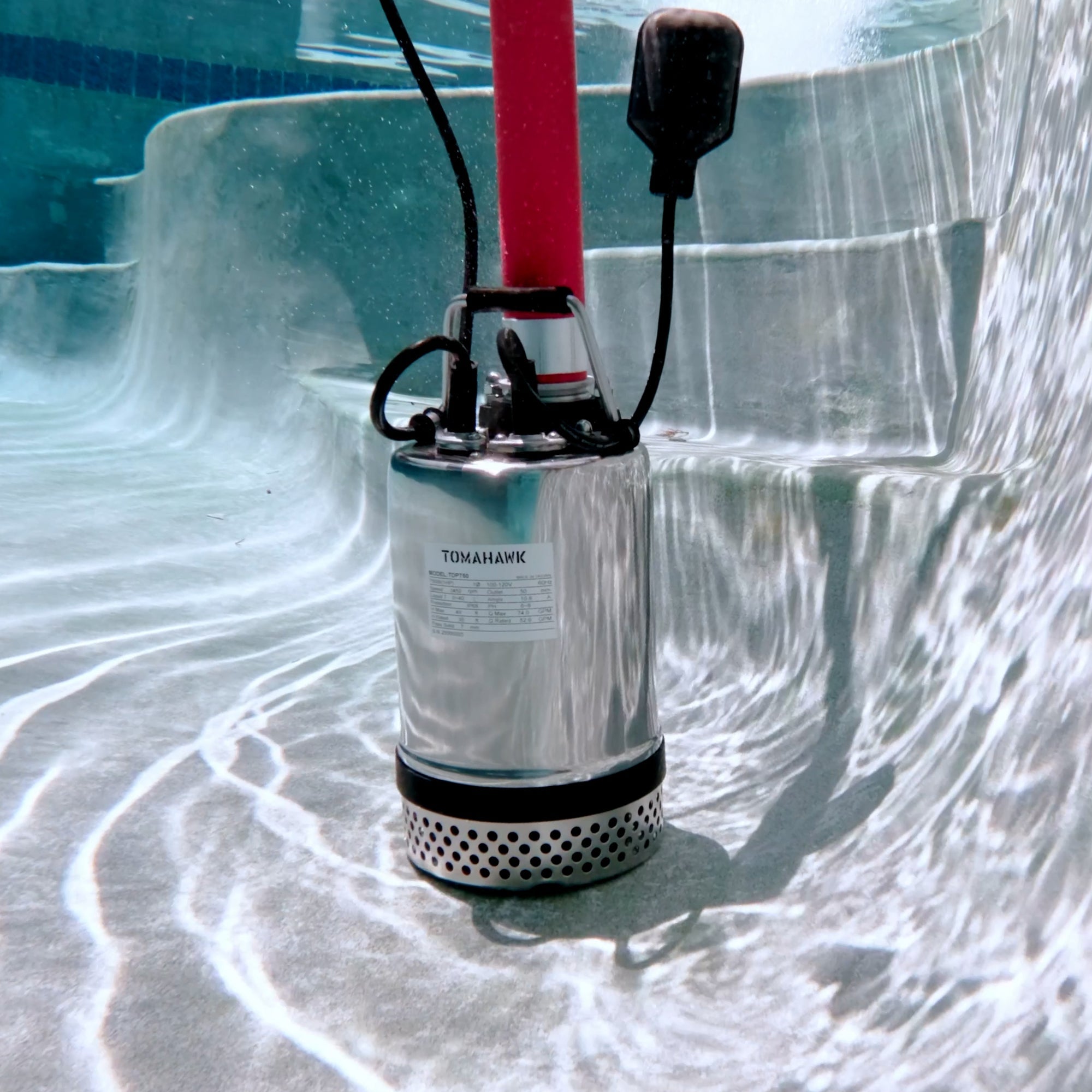Tomahawk 1 HP Submersible Trash Pump, 73 GPM / 4380 GPH, 750W with Automatic Float Switch Top-Outlet for Flooded Basements, Pools, and Construction Sites (SC)