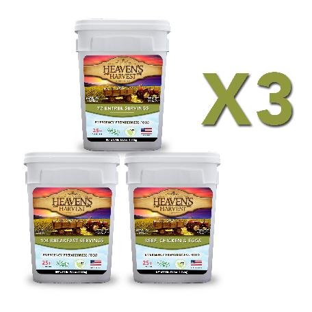 Combo Kit - Breakfast, Entree + Protein - 3 Months - 308 Servings - Emergency Survival Food Kit (SC)