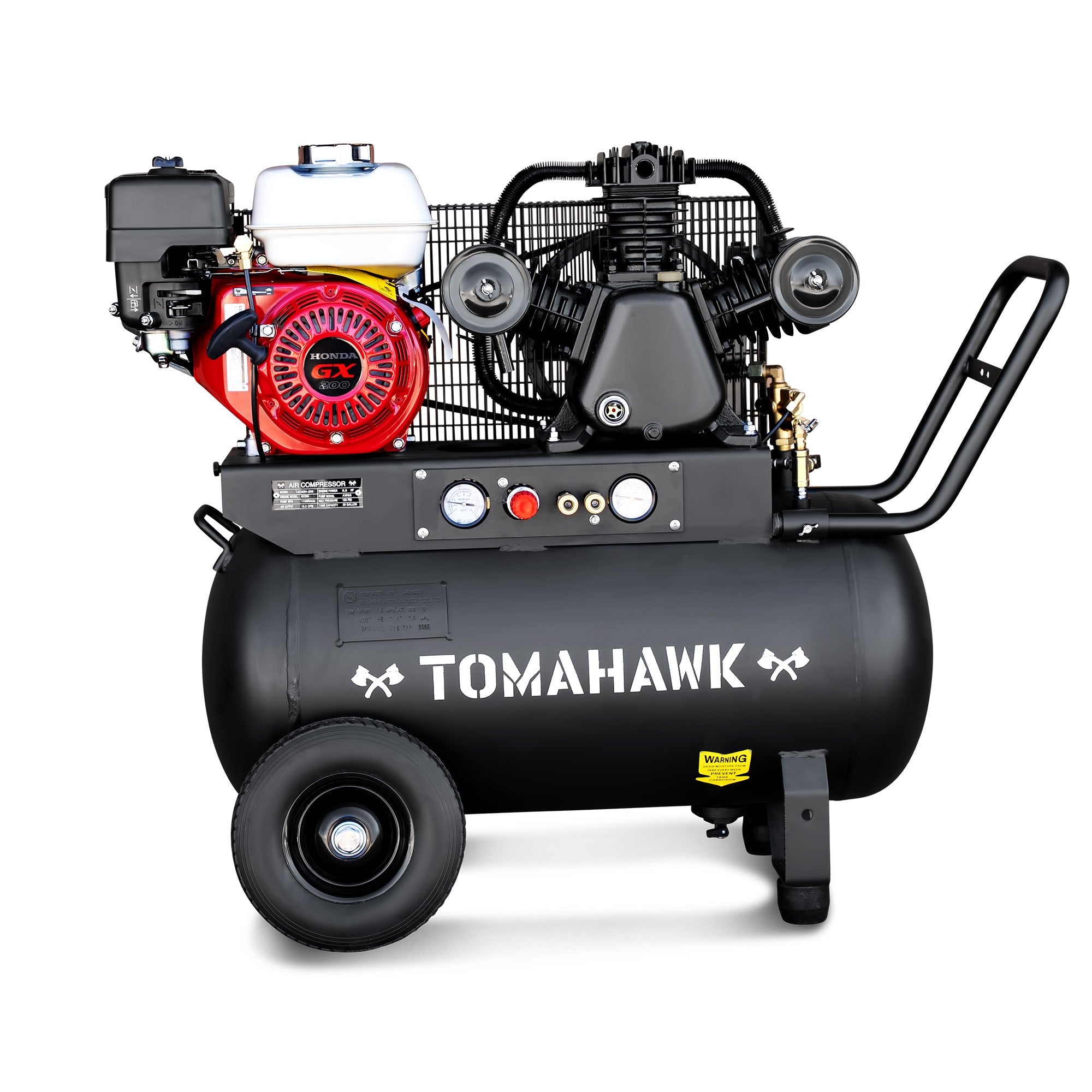 20 Gallon Portable Air Compressor 6.5HP Honda GX200 Engine Horizontal Tank 13.5 CFM @ 90 PSI Gas-Powered (SC)