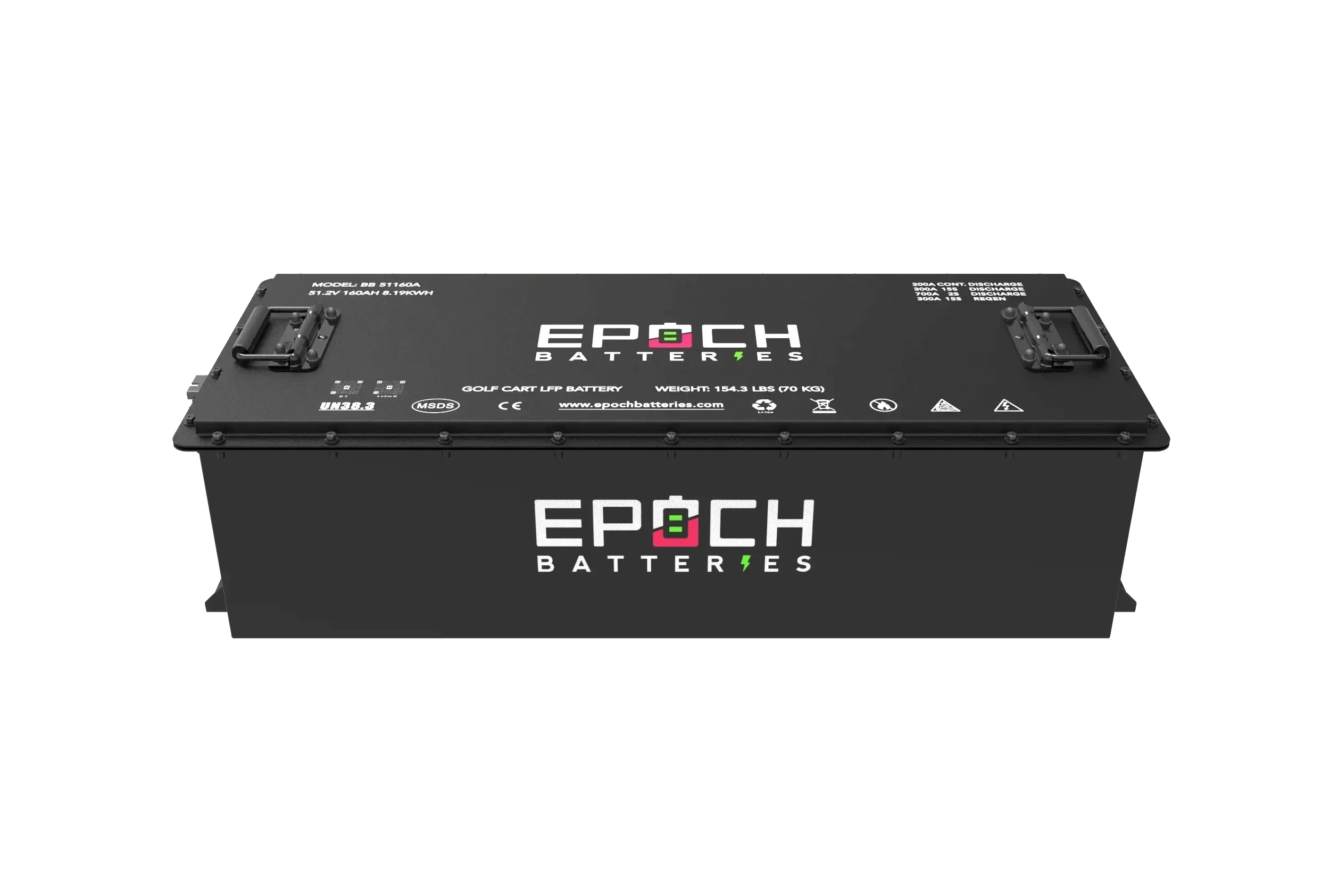 Epoch Batteries 48V 160Ah - LiMax Series - Lithium (LiFePO4) Golf Cart Battery - Complete Kit
