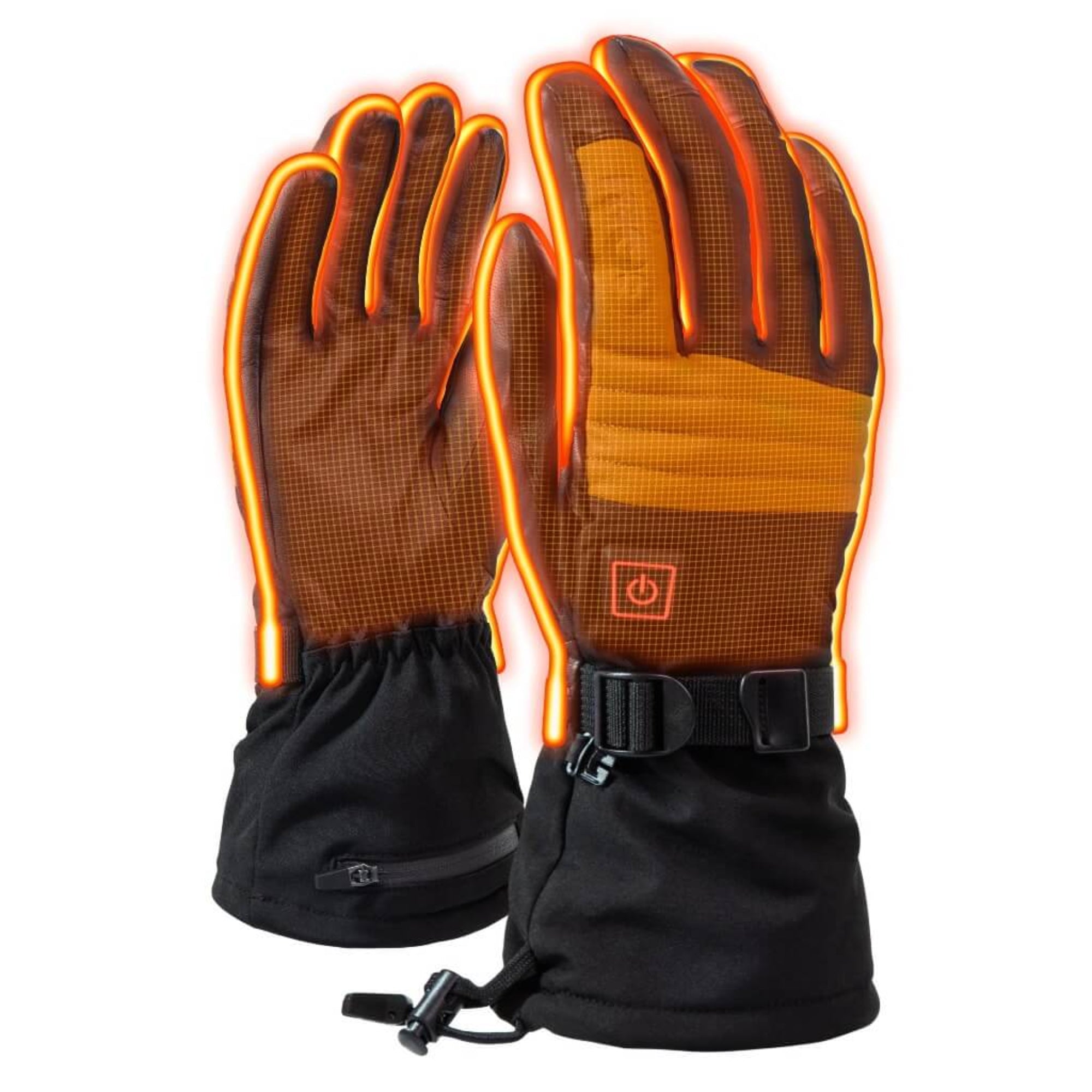 battery heated bicycle gloves Vertex II Heated Ski Gloves (3500mAh USB-C batt) Onyx & Gold / XL